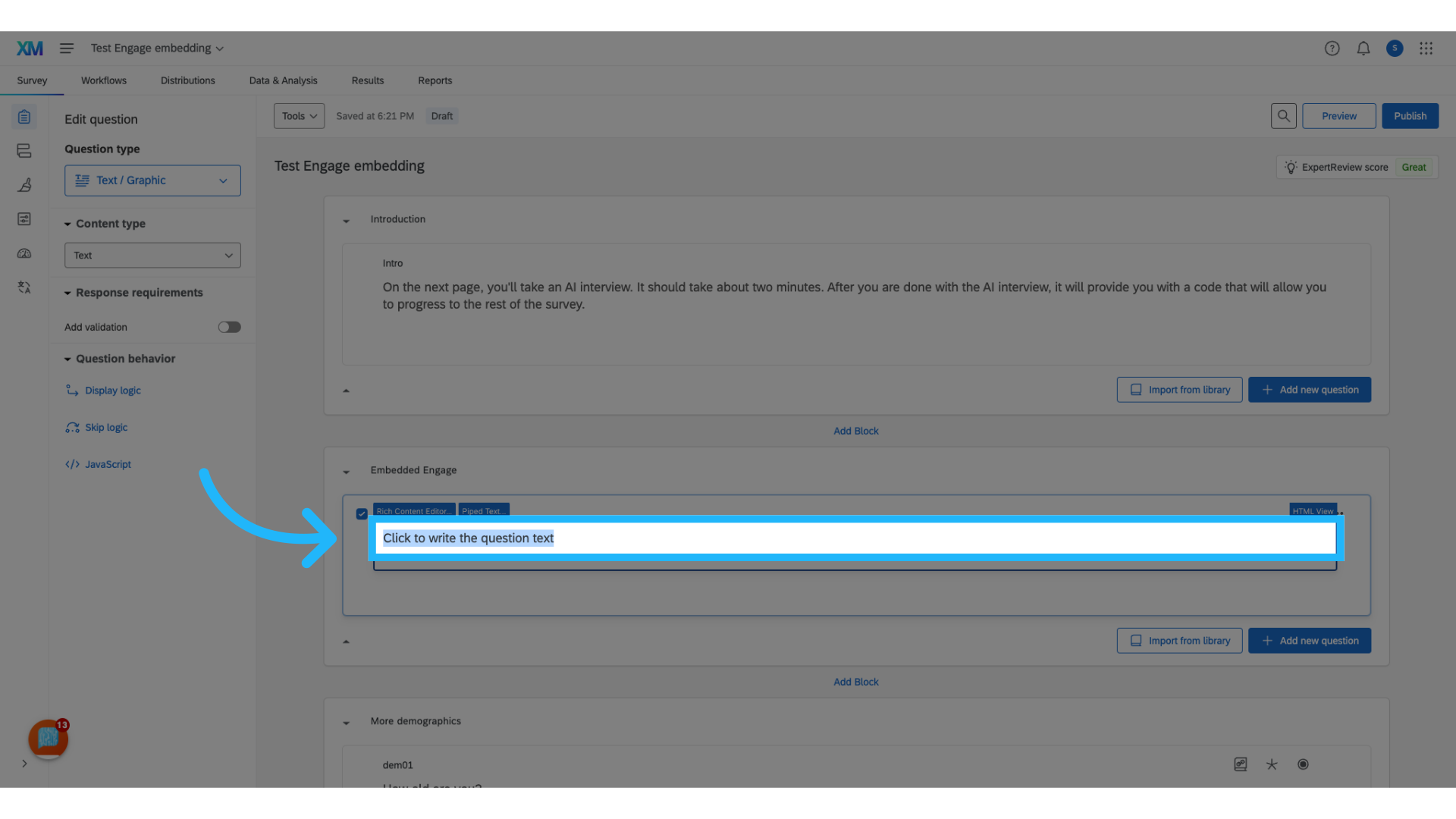 Delete the placeholder text