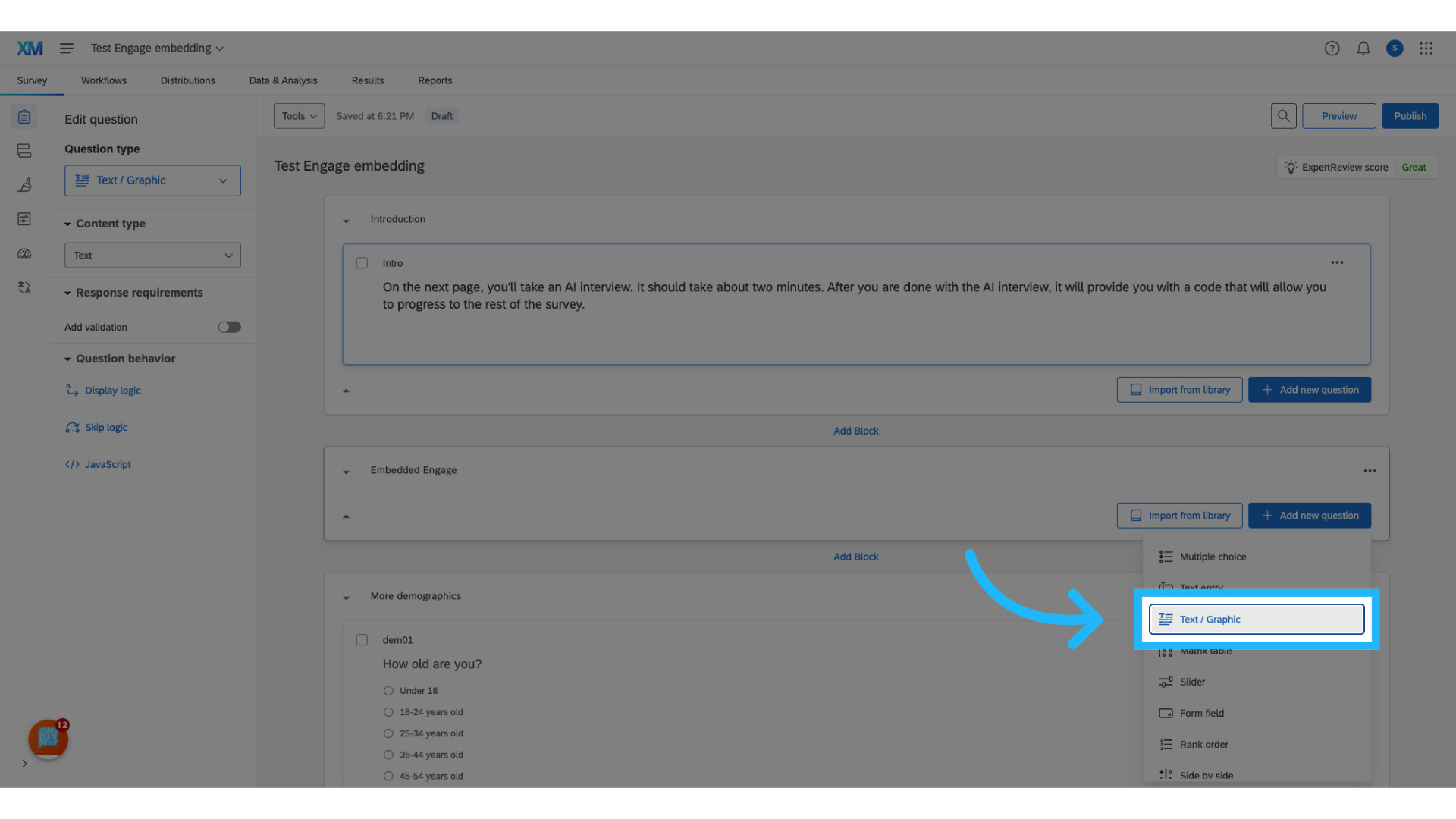Select 'Text / Graphic'