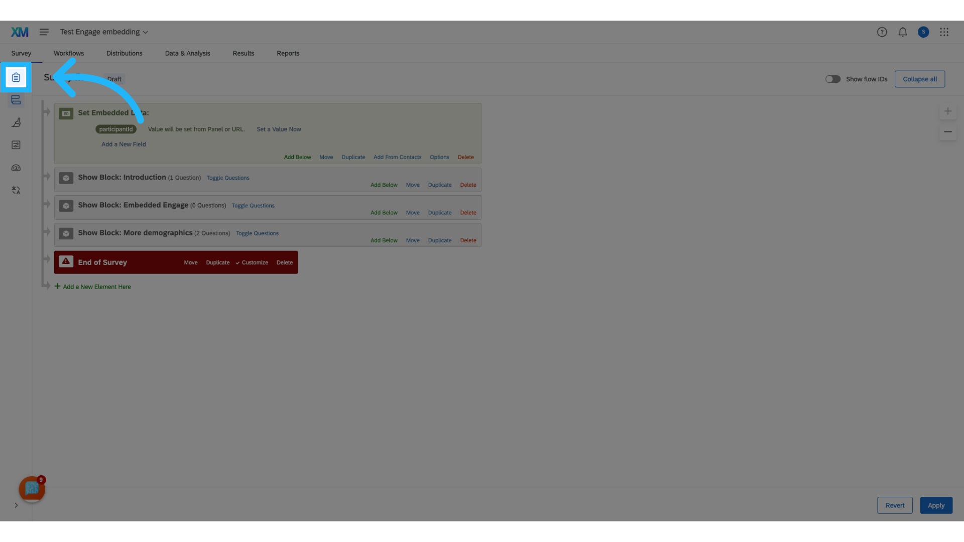 Navigate back to the Survey Builder tab
