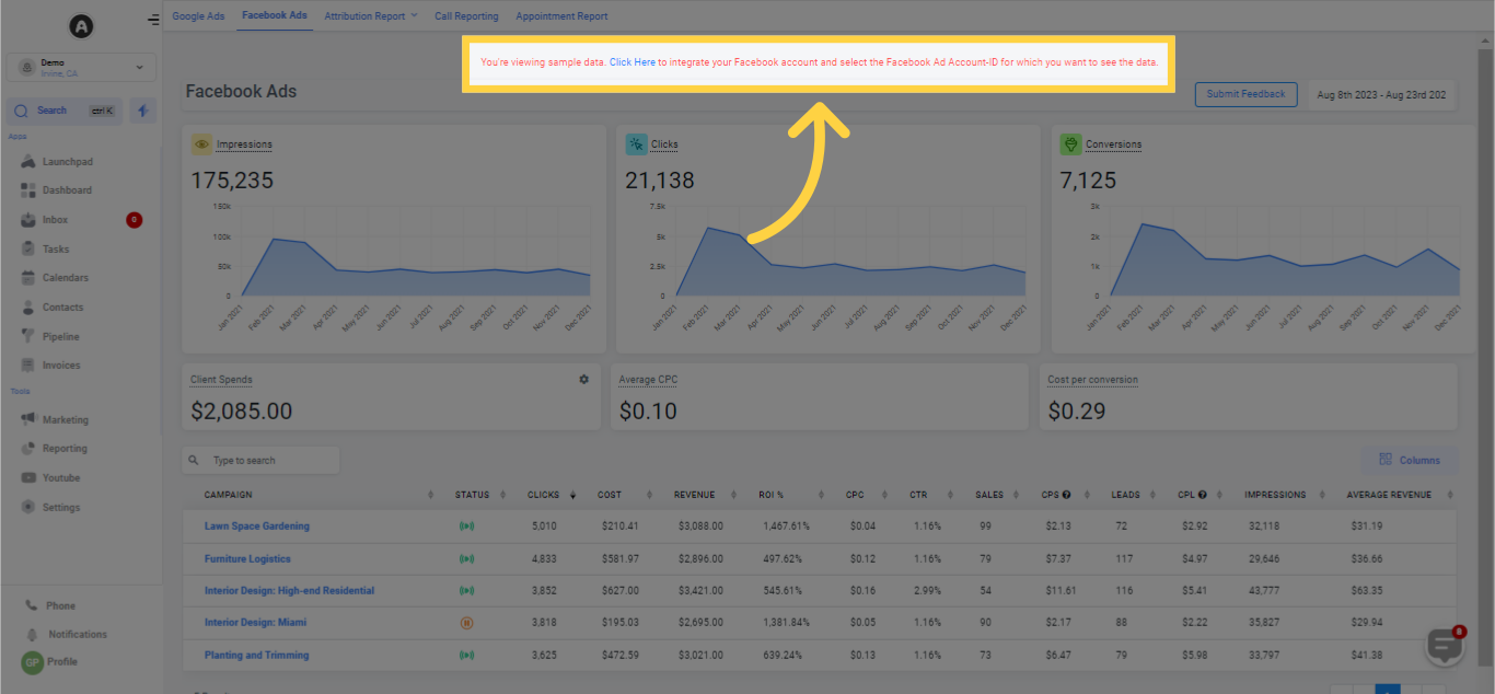 Sample Data & Integration Settings