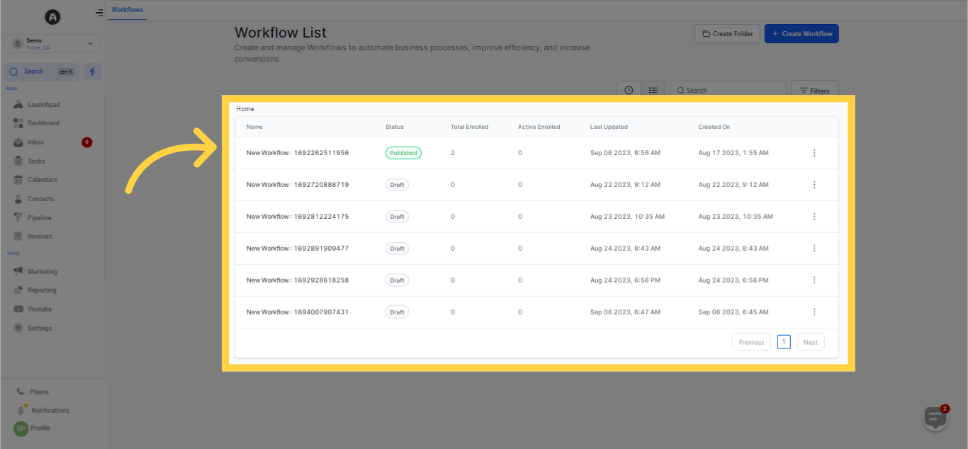 Workflow List