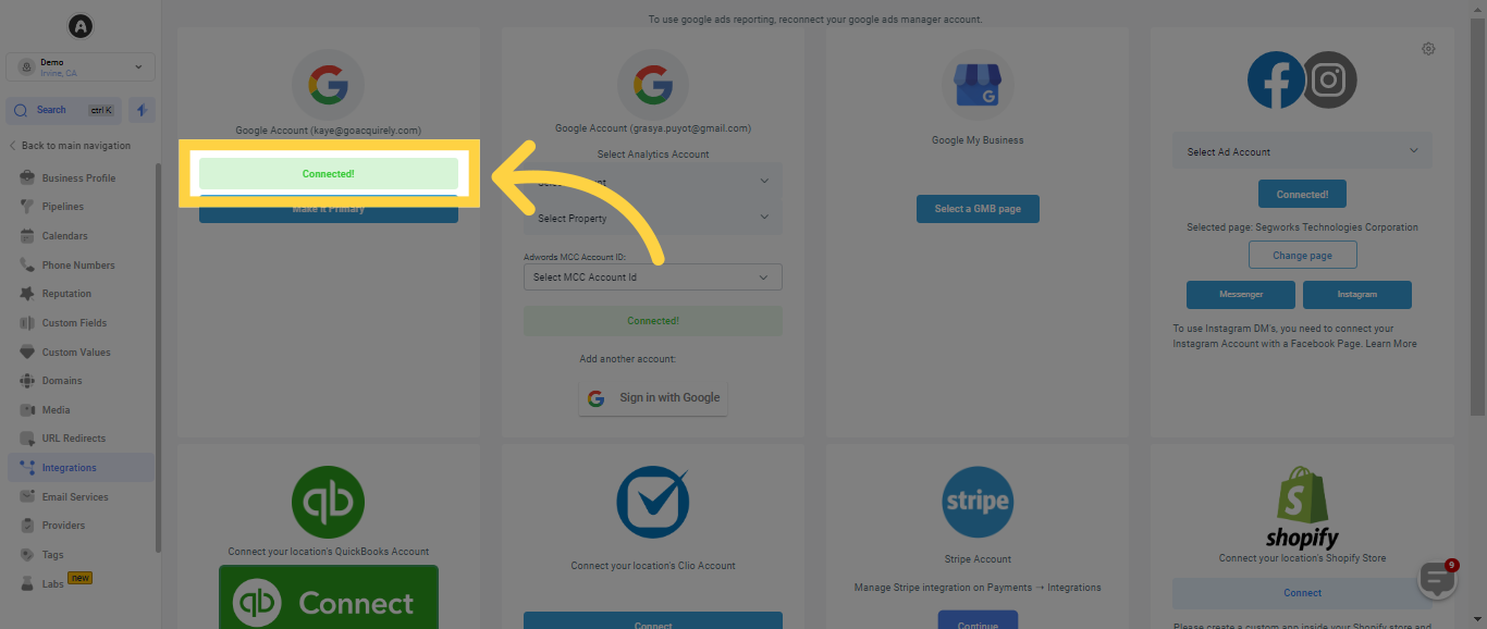 Google Account Connected Successfully