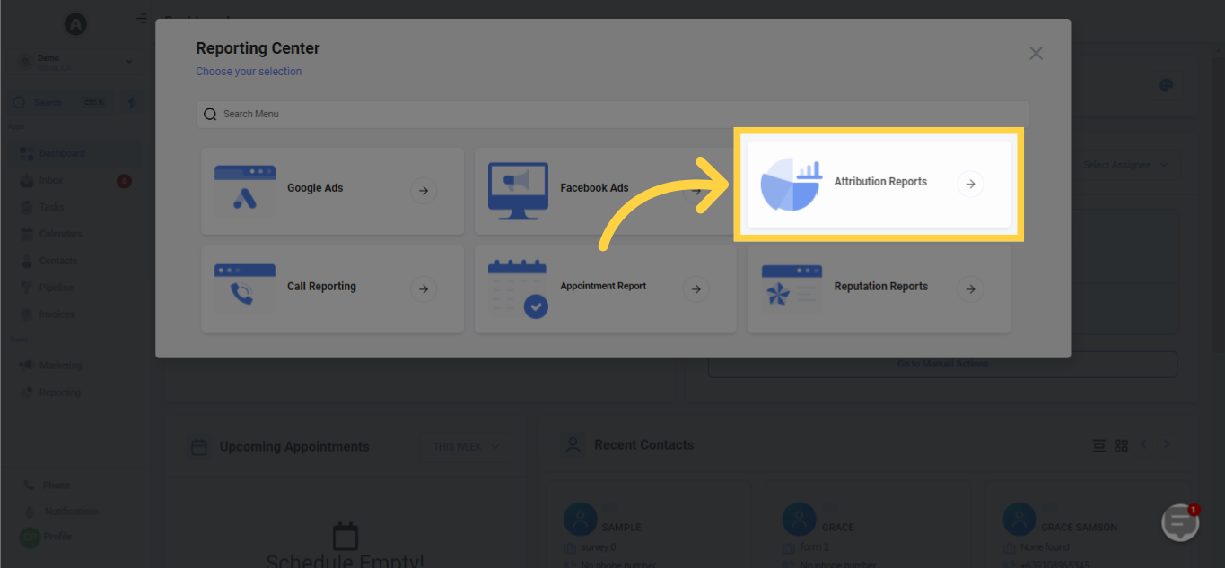 Select 'Attribution Reports'