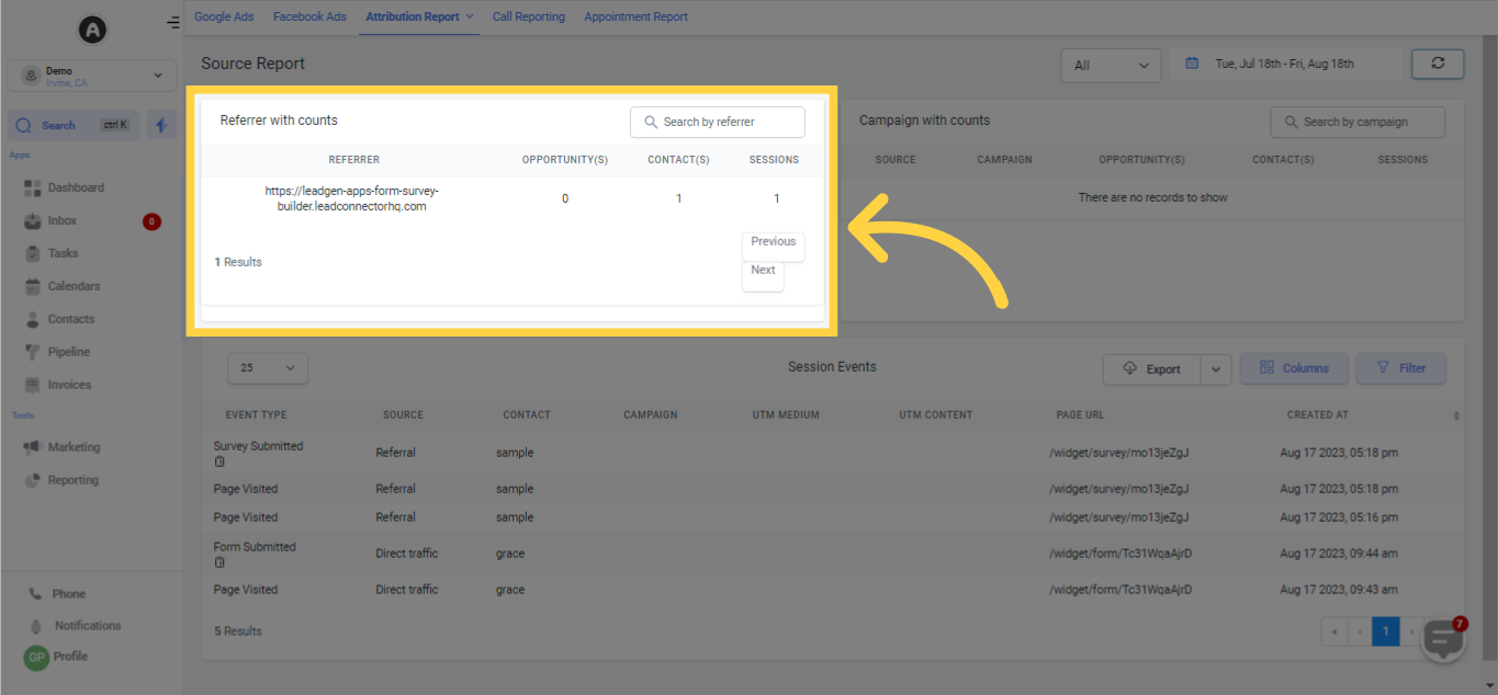 Referrals Report