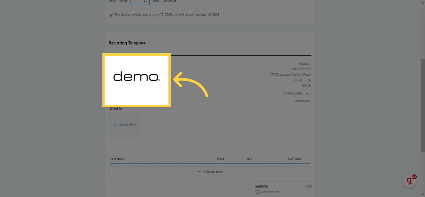 Upload Logo Invoice