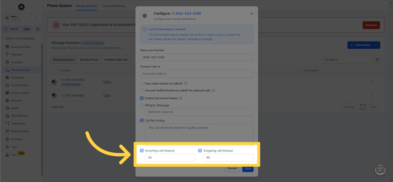 Tick boxes to enable Spaces