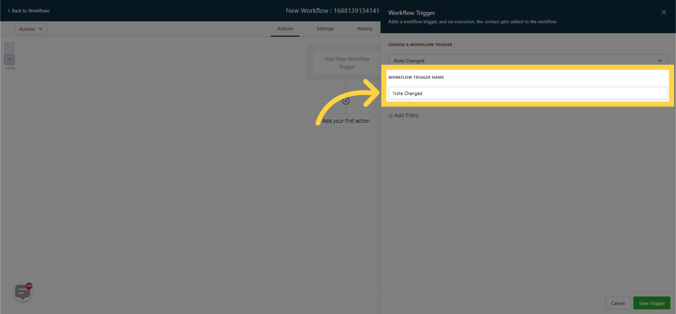 Input Workflow Name Trigger