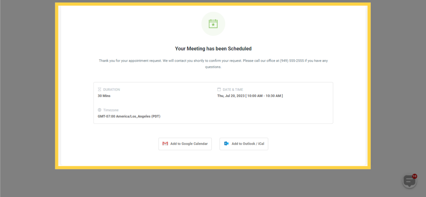 Scheduled Meeting Confirmation