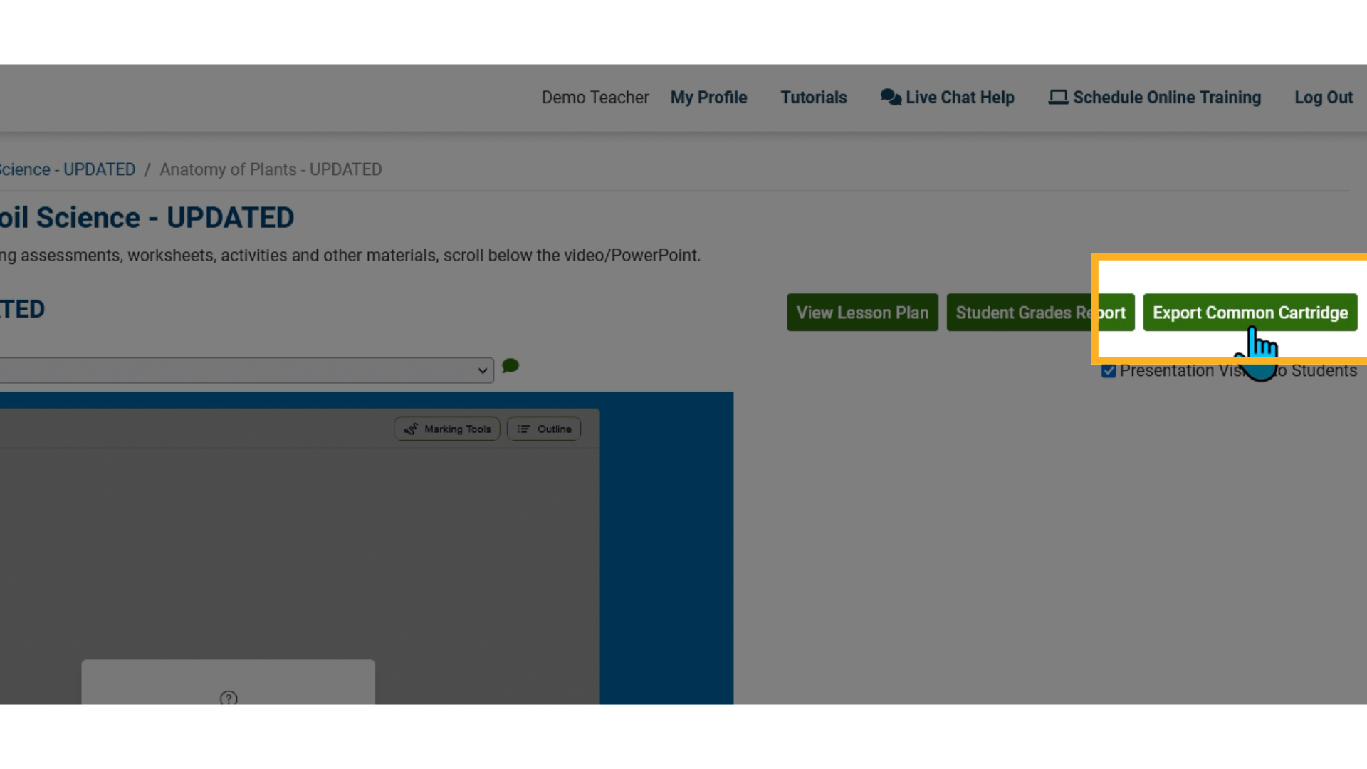 Export the Lesson