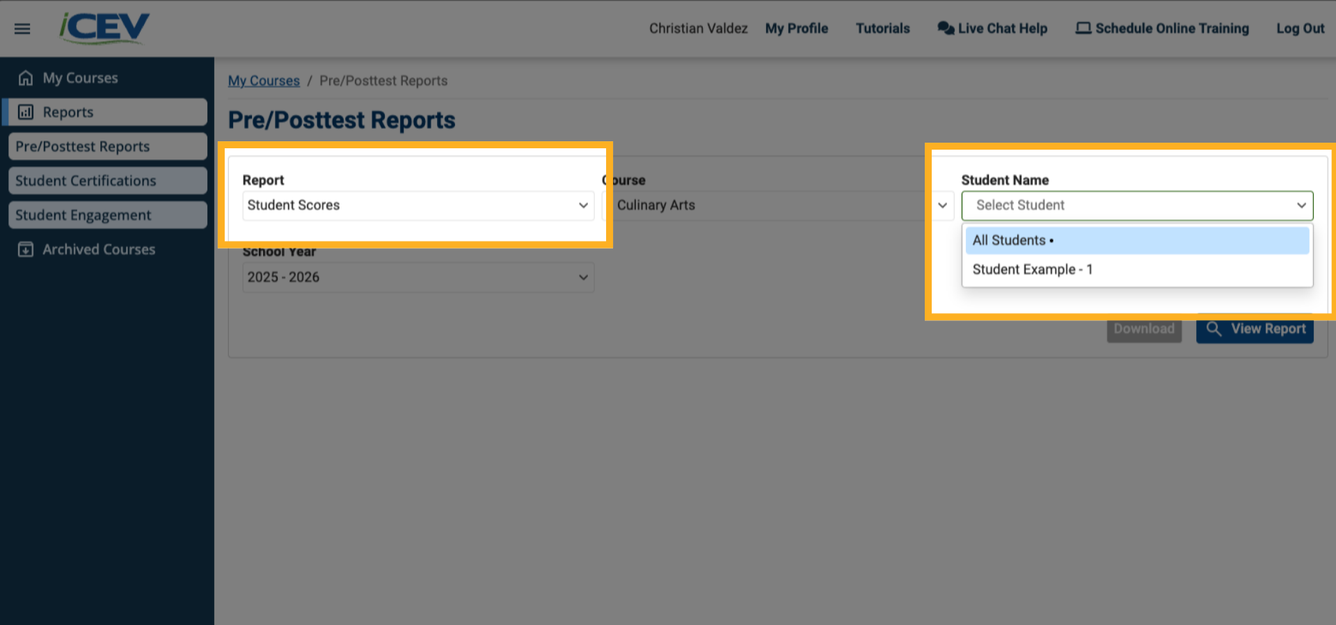 Select a Student (if applicable)