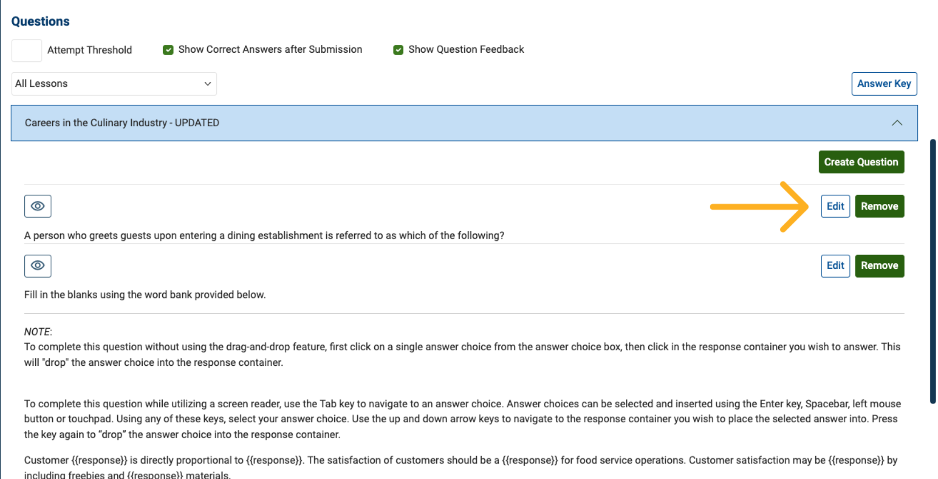 Select a Question to Edit