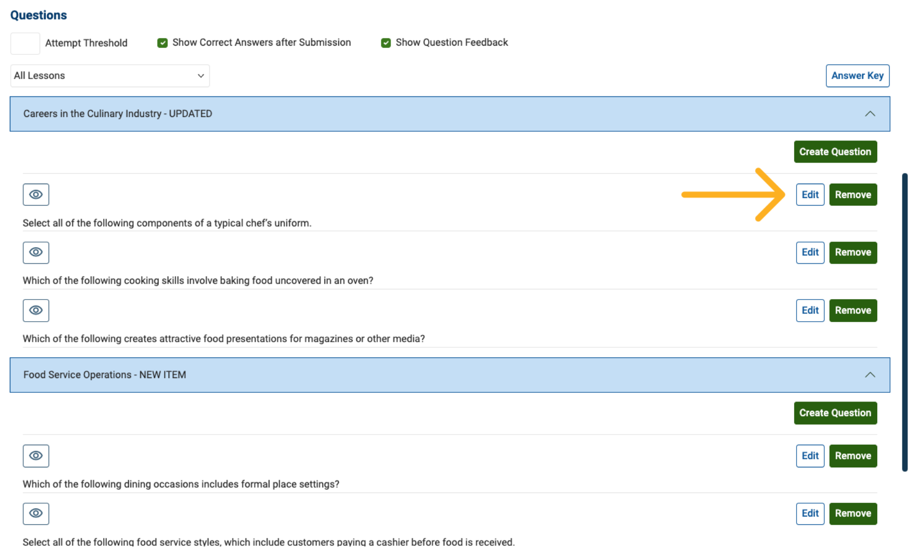 Change a Question’s Lesson Association