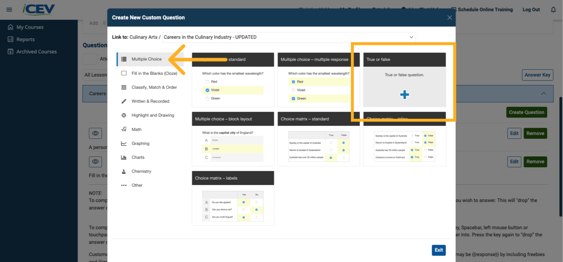 Choose a Question Type