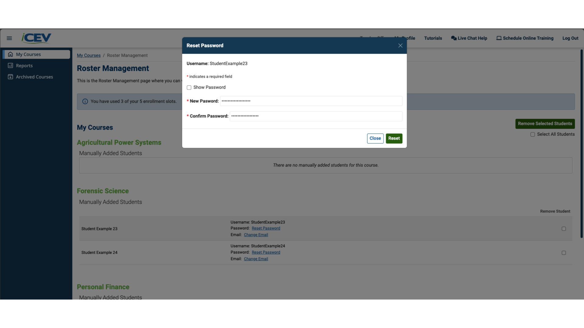 Resetting the Password