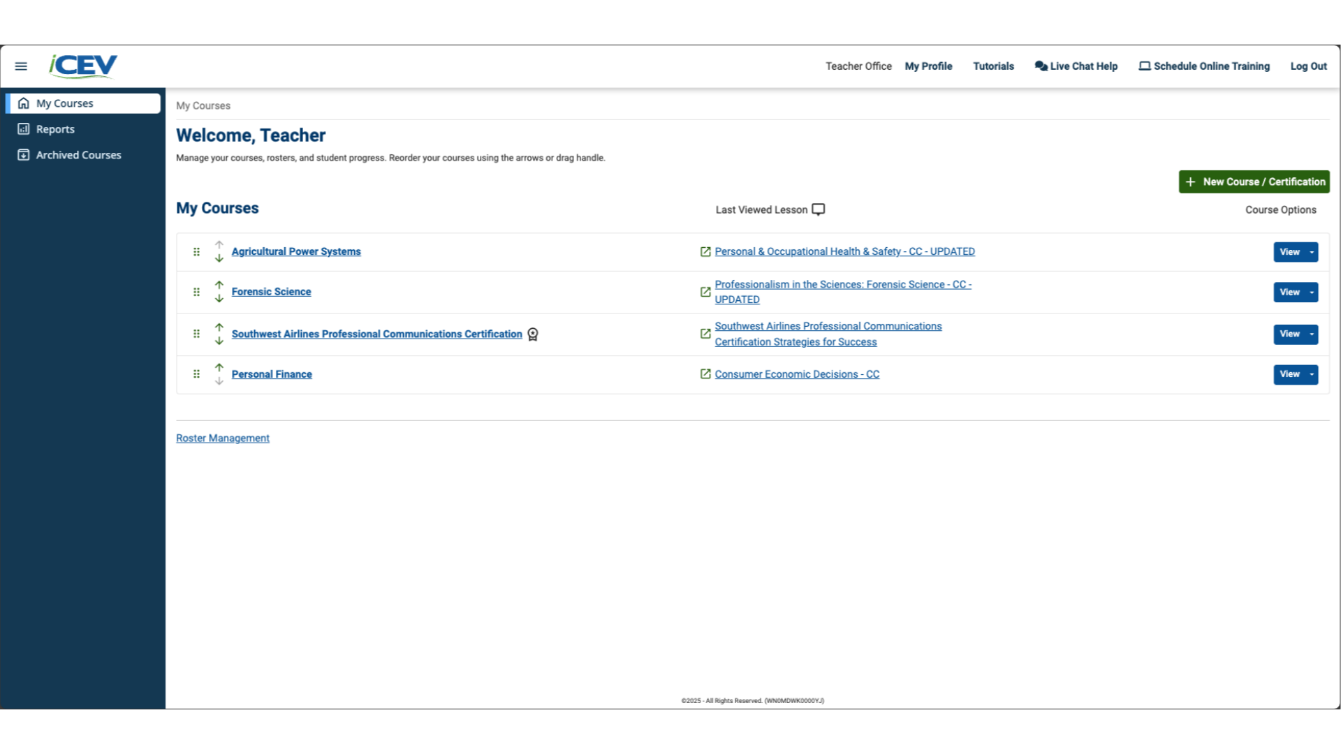 Viewing Your Courses