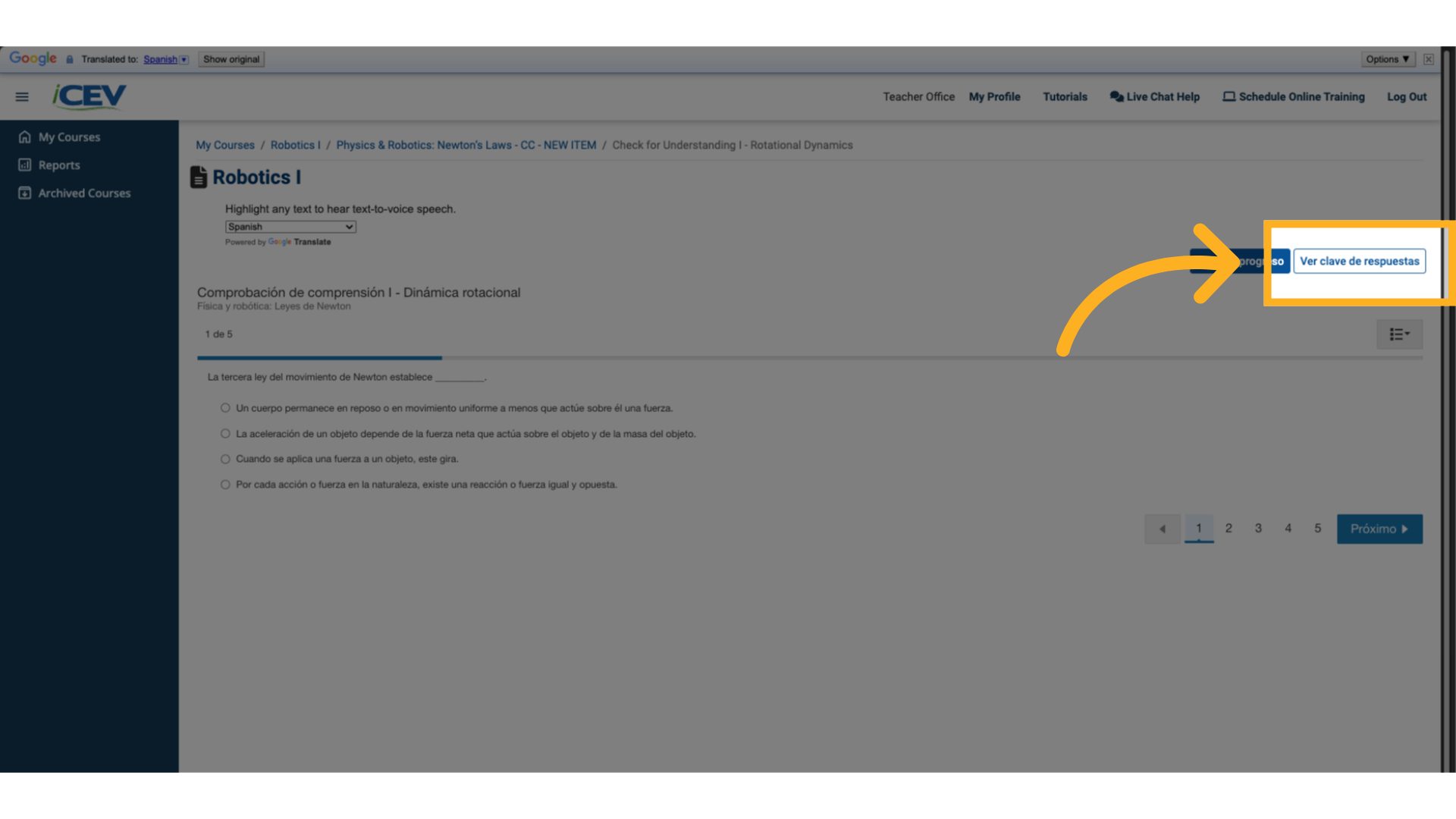 Viewing Translated Answer Keys