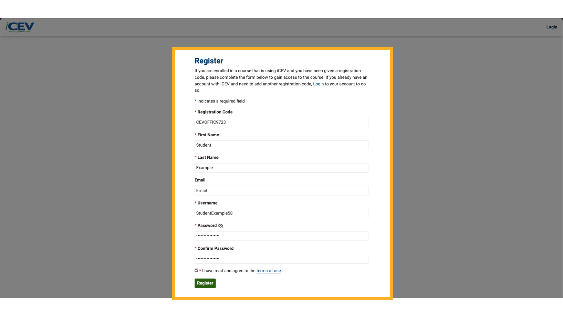 Student Registration – New Users