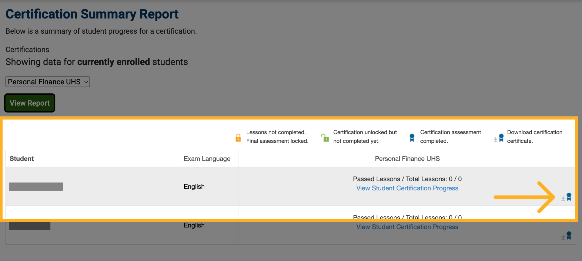 Download Individual Student Certificates