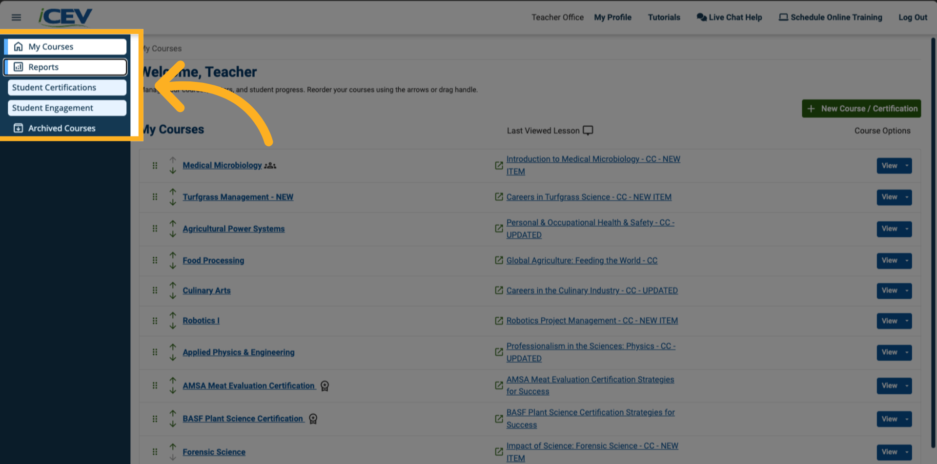 Navigate to Reports