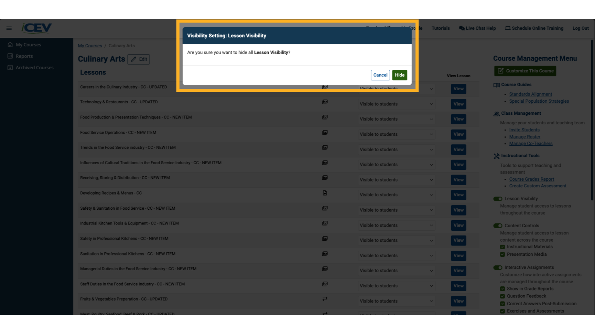 Lesson Visibility Confirmation