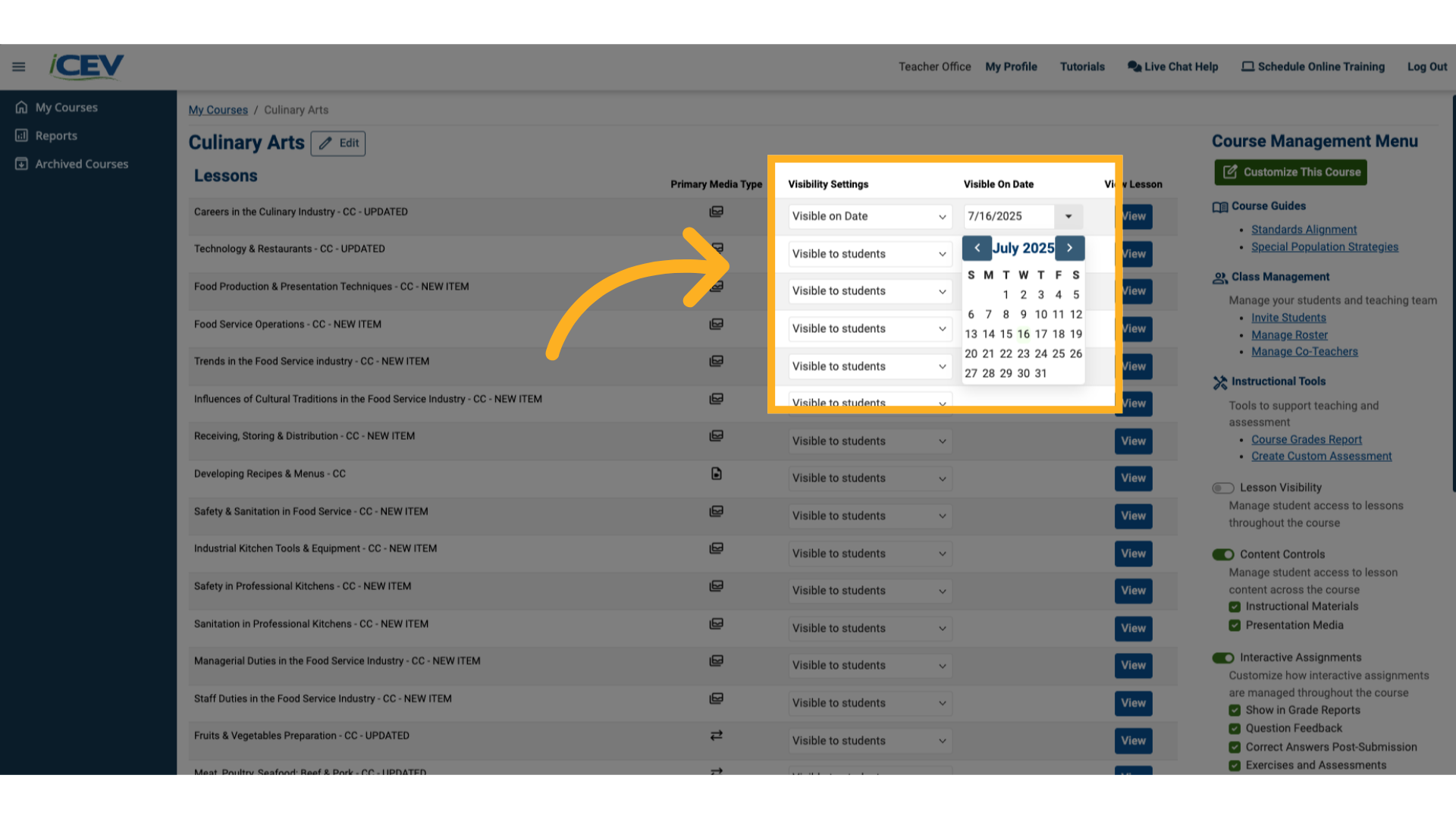 Customizing Lesson Visibility Date