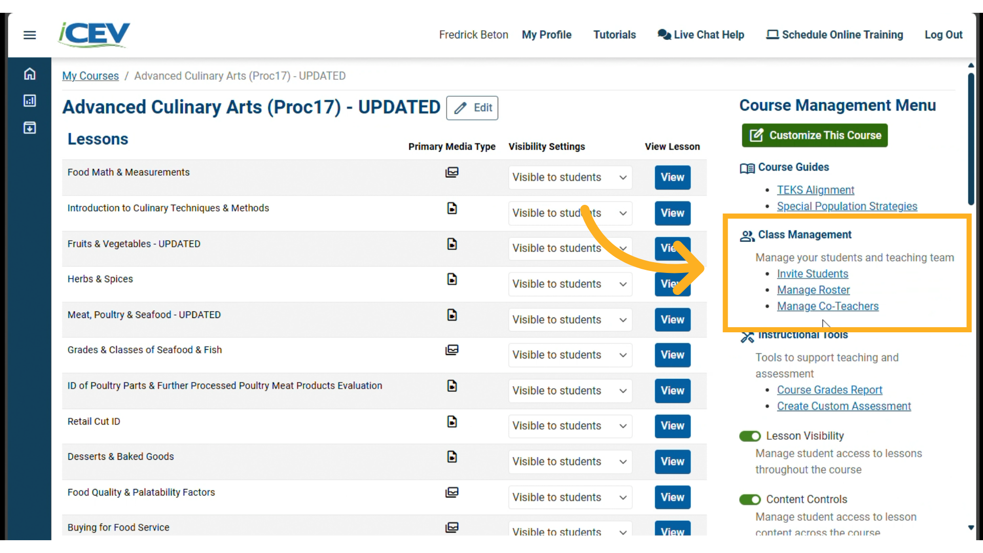 Open the Manage Roster Page