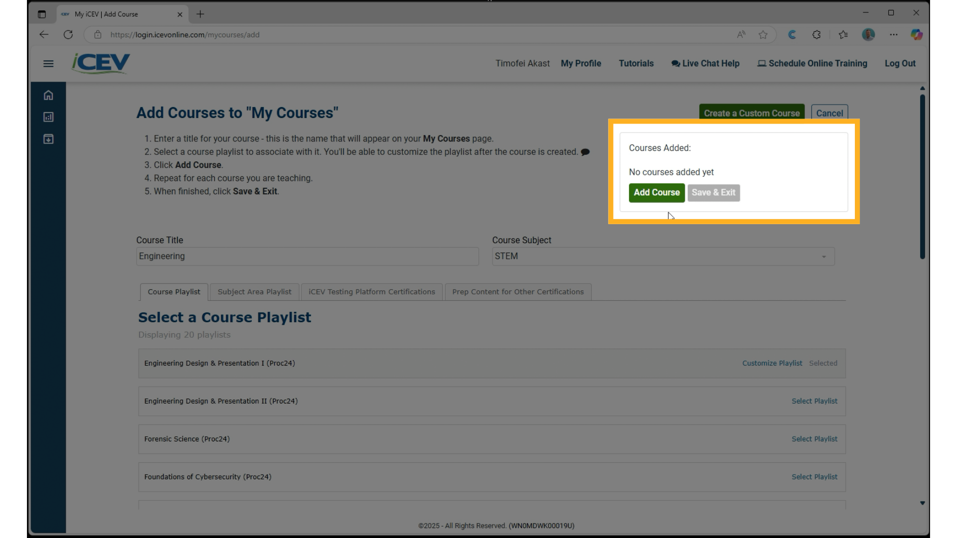 Add the Course