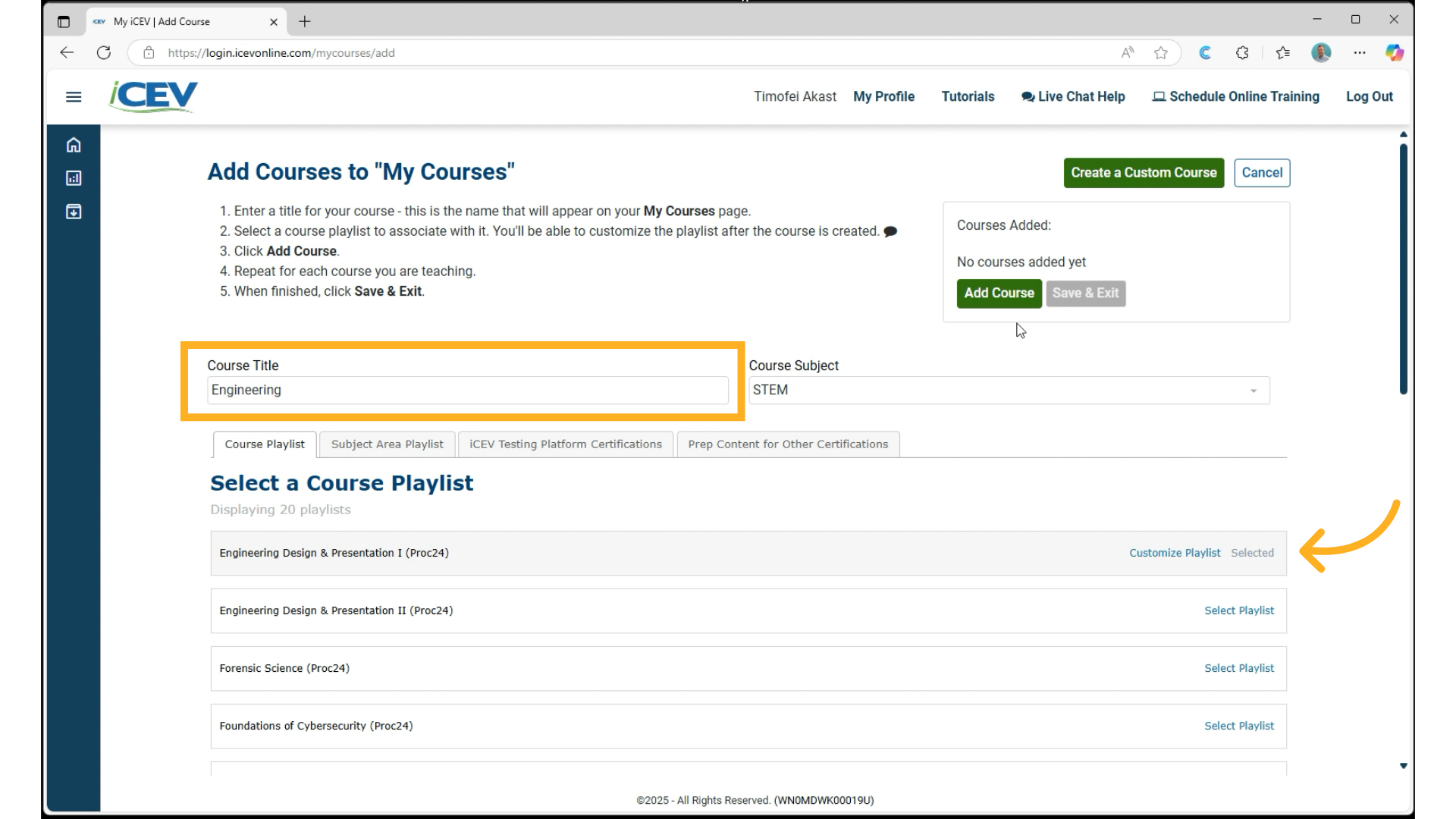 Create a New Course
