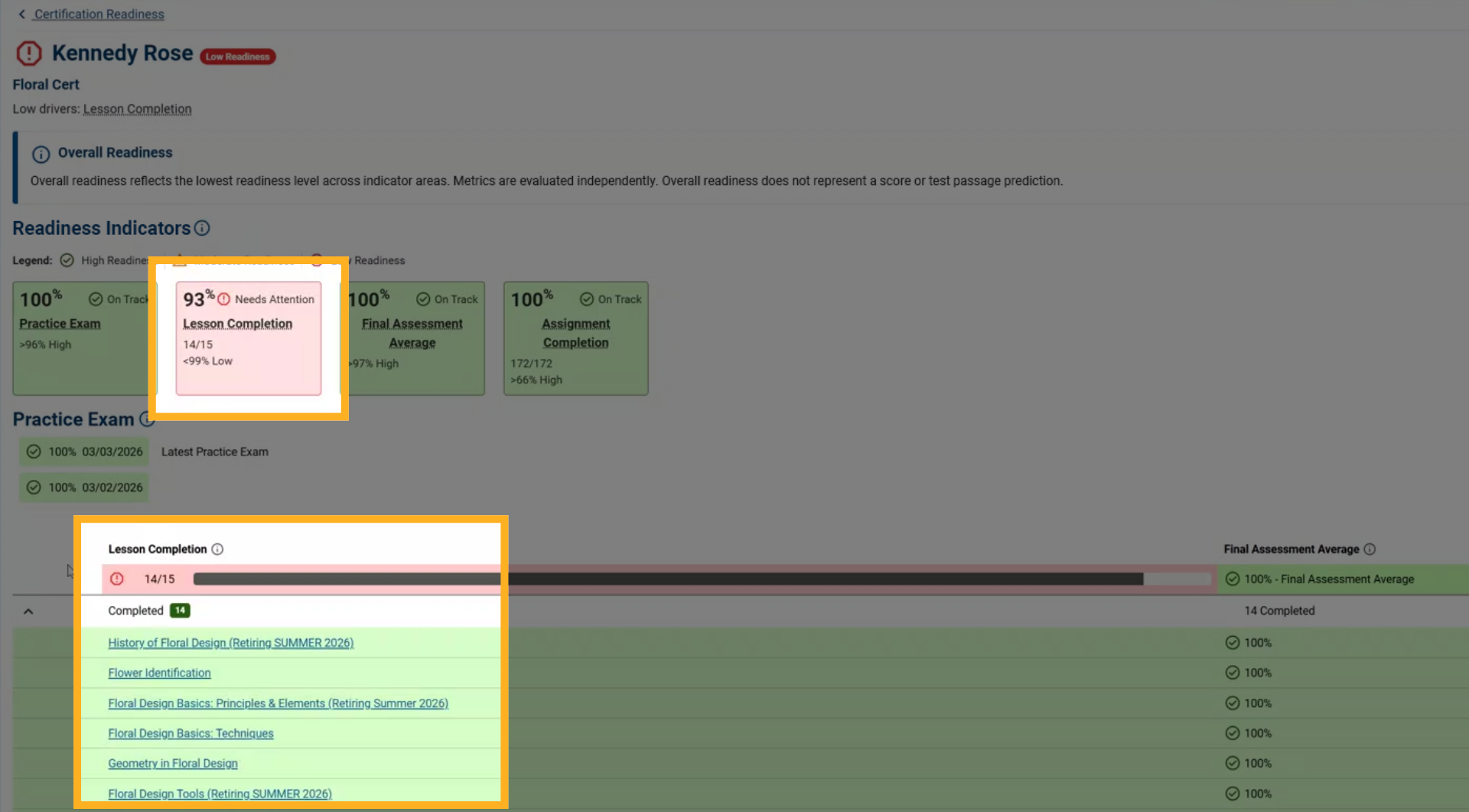 Lesson Completion Indicator