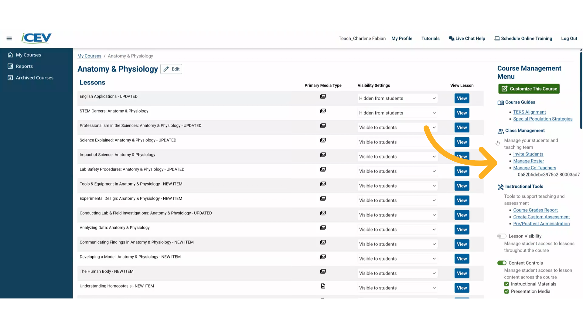 Navigate to Your Course Roster