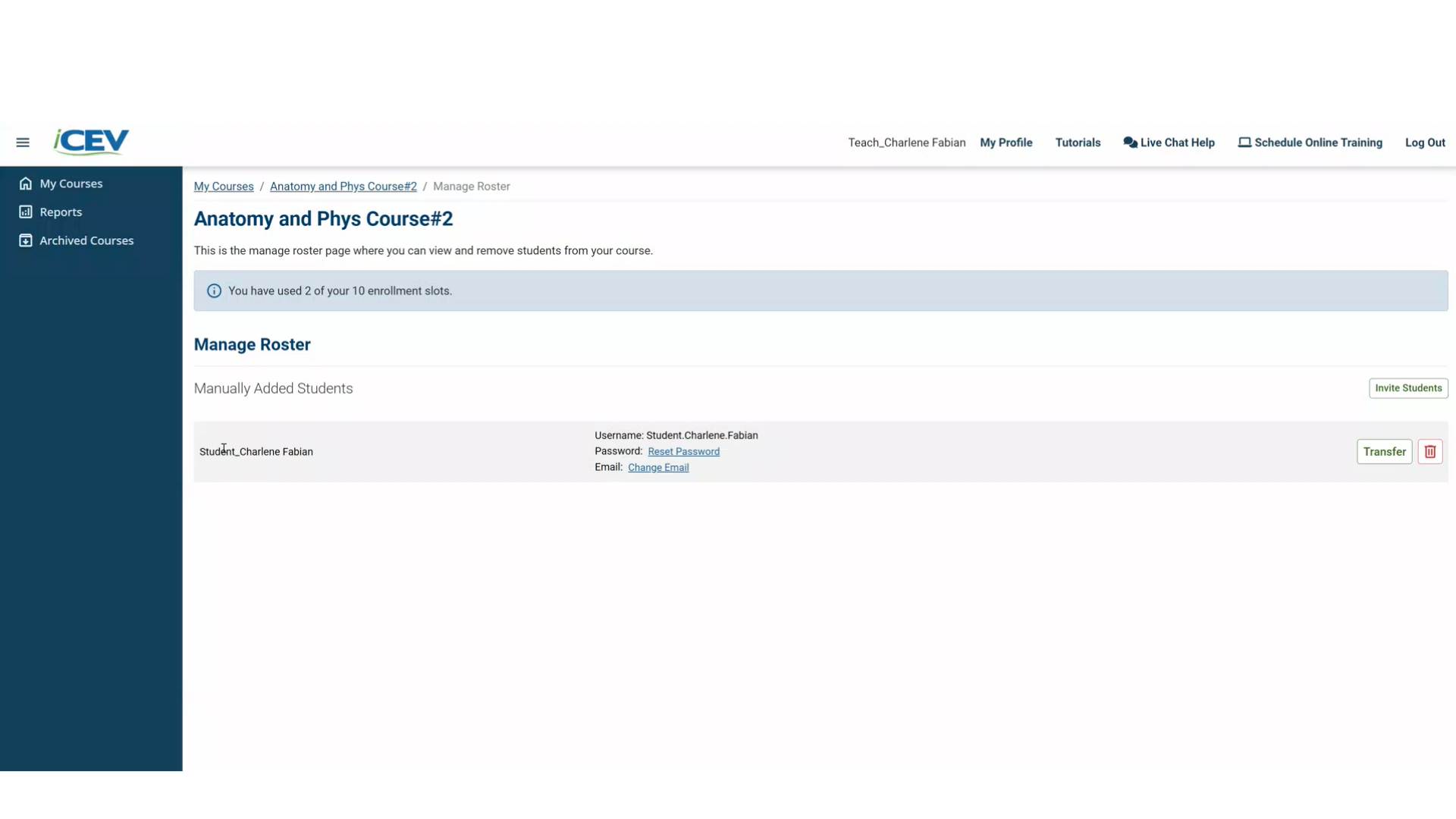 Verify the Transfer in the New Course