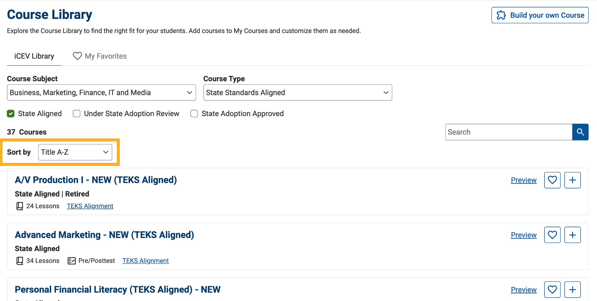 Sort Courses