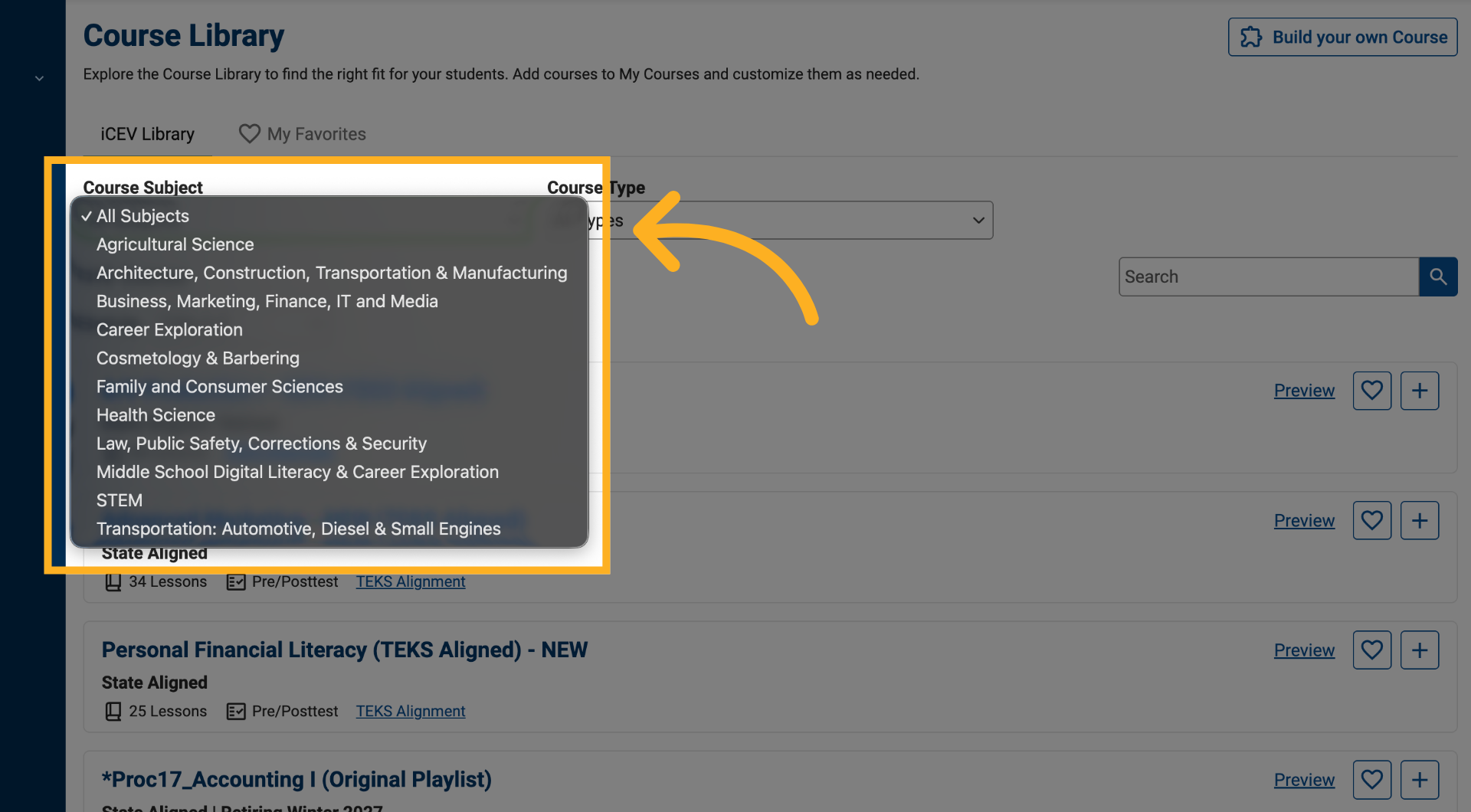 Filter by Subject Area