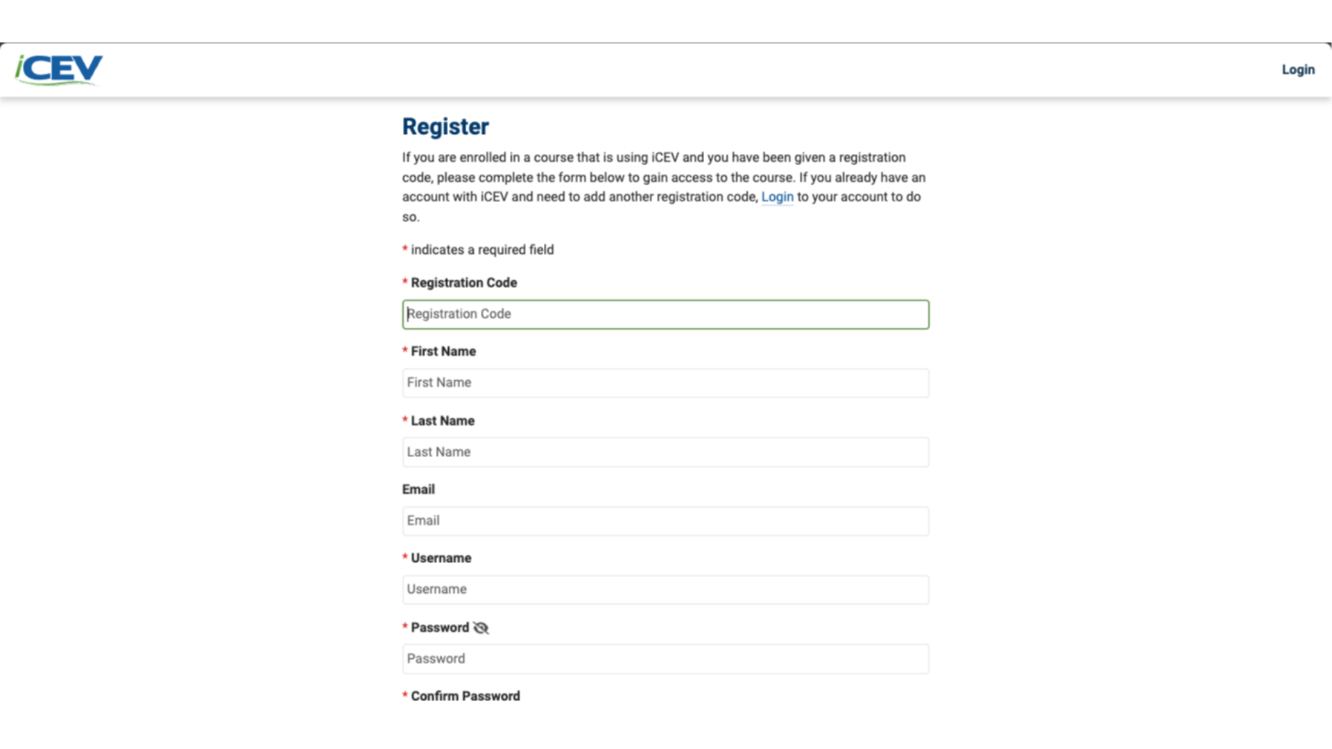 Go to the iCEV Registration Page