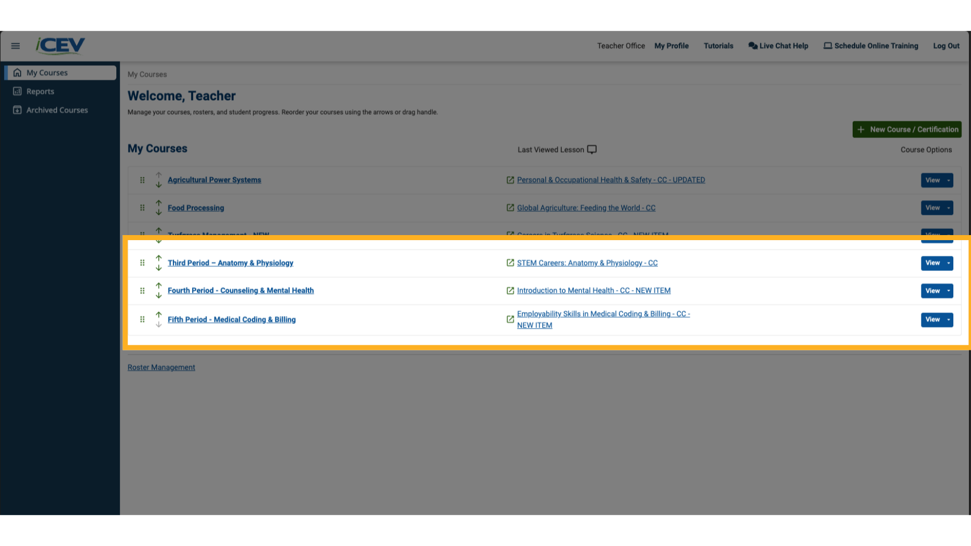 View Your Courses