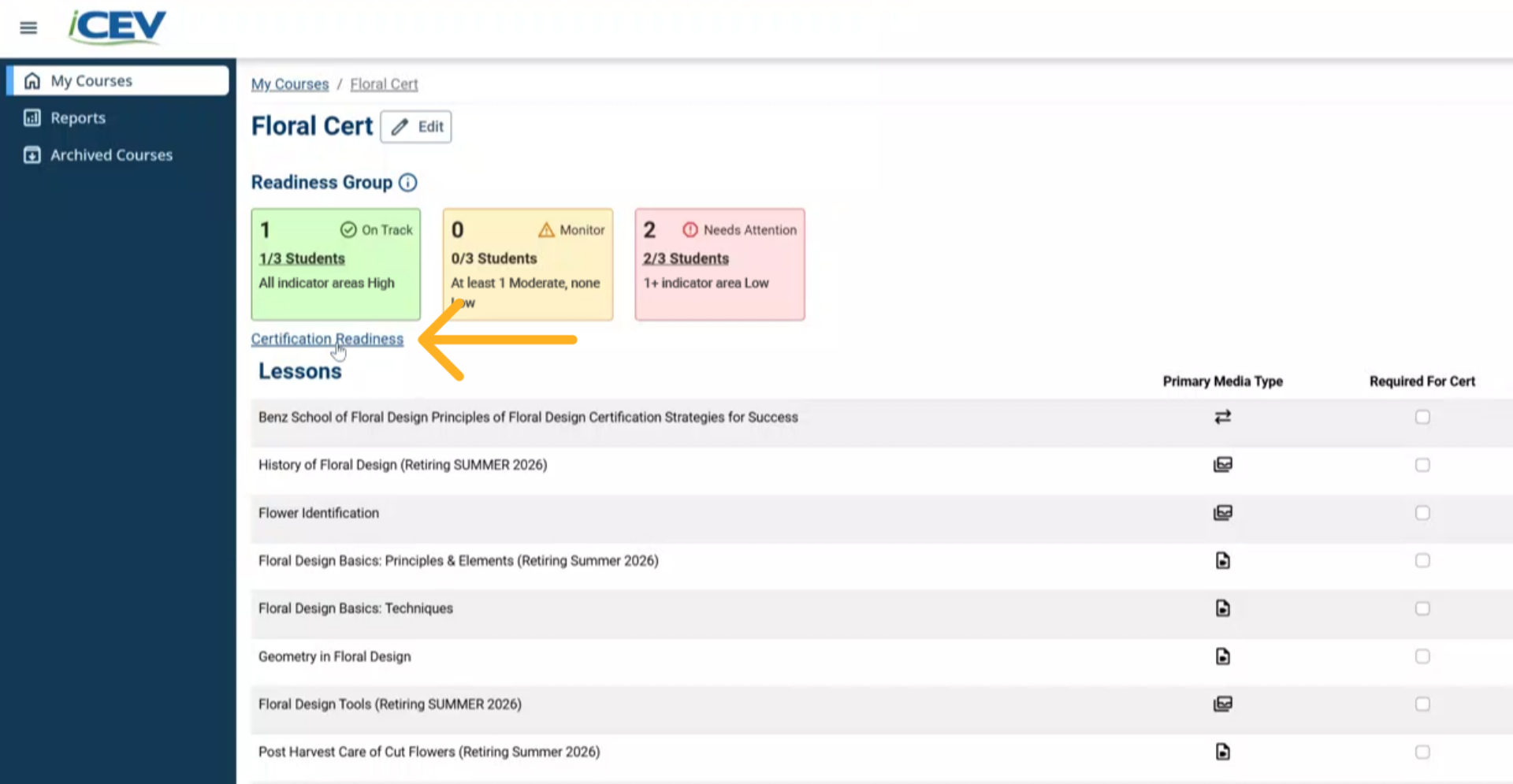 Accessing Certification Readiness from a Course