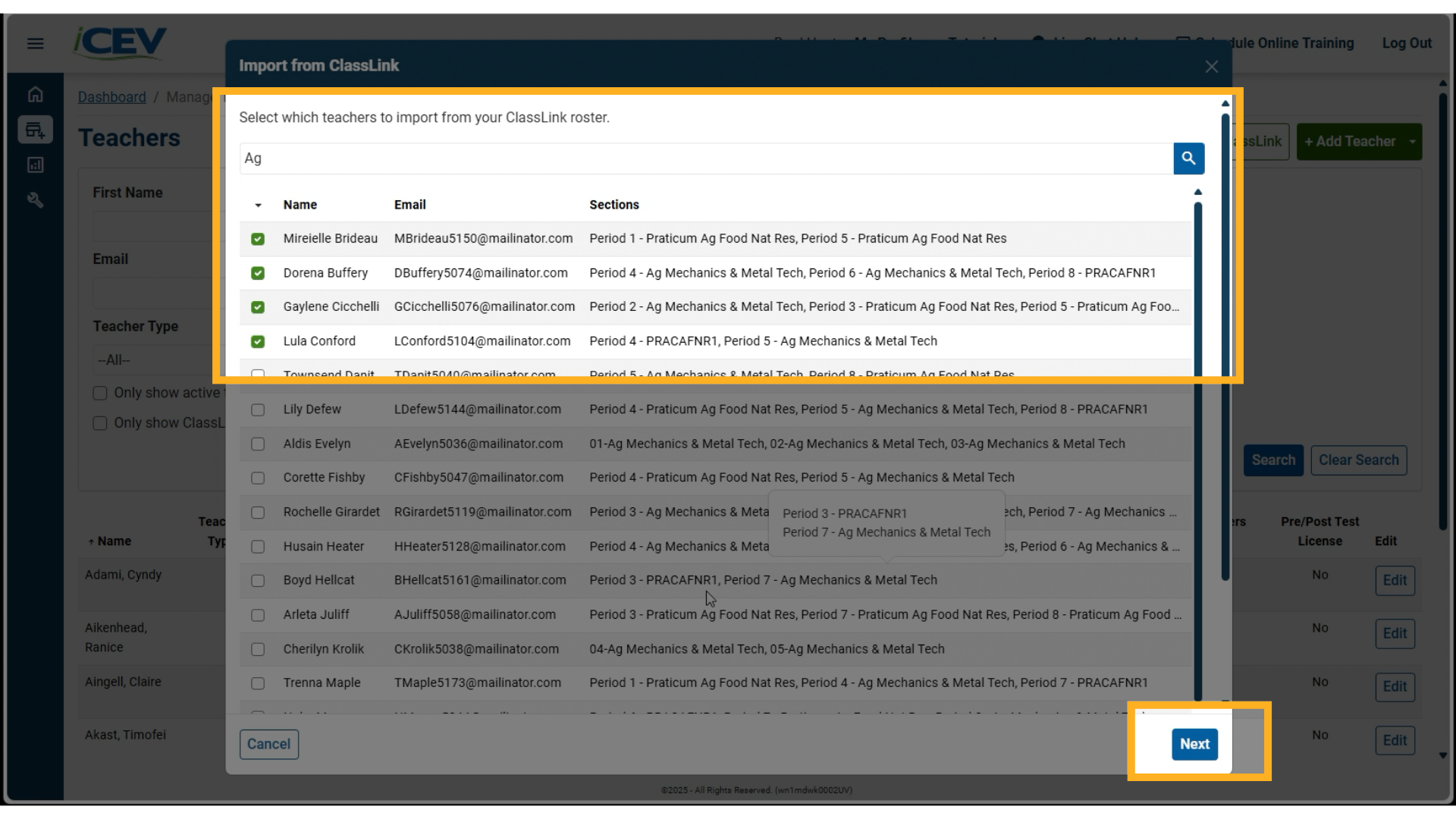 Search and Select Teachers