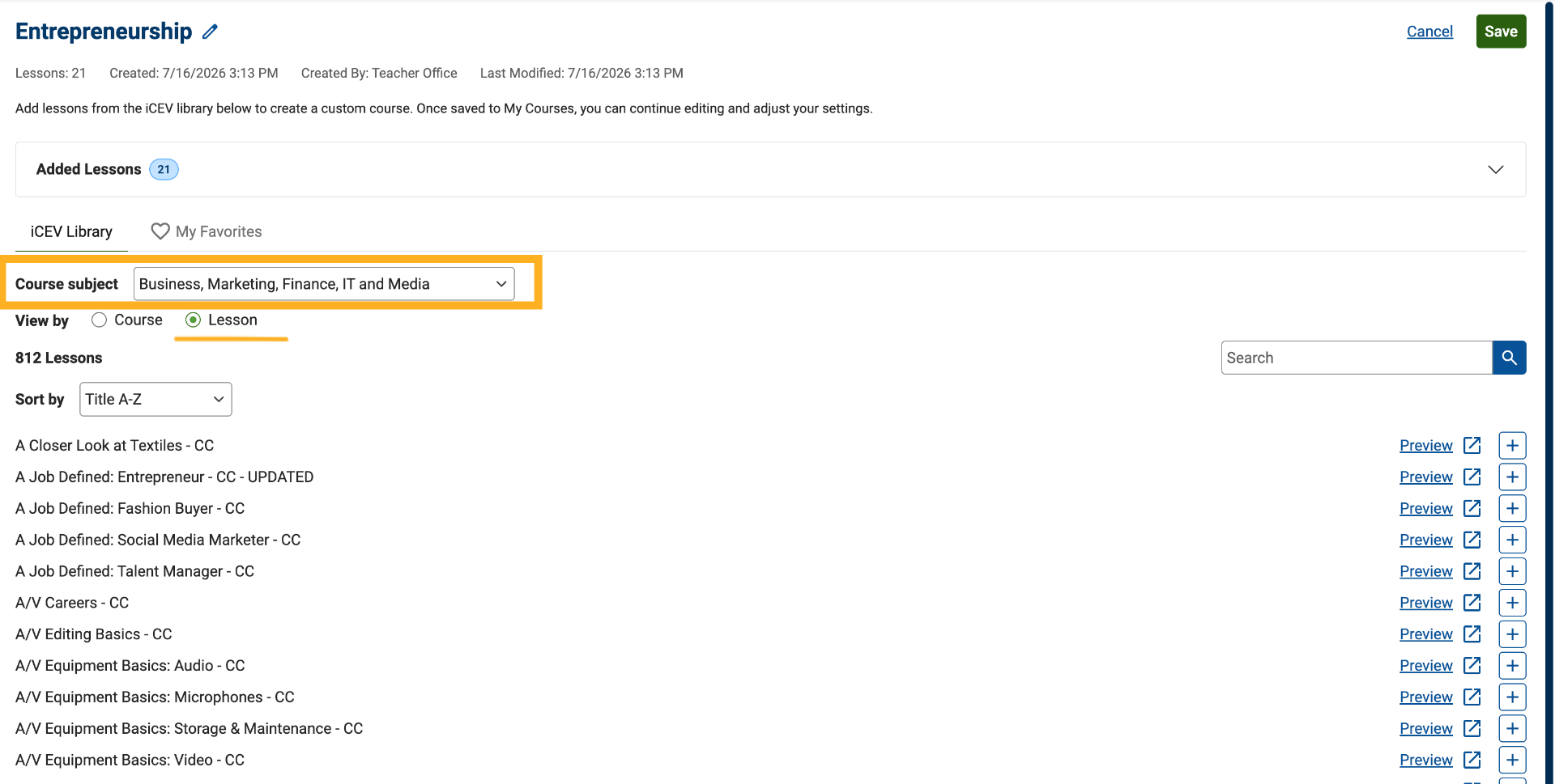 Search for Individual Lessons