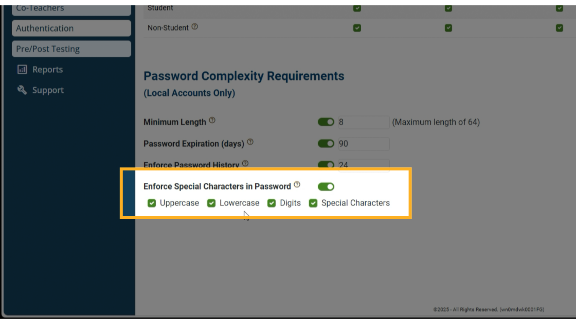 Enforce Special Characters
