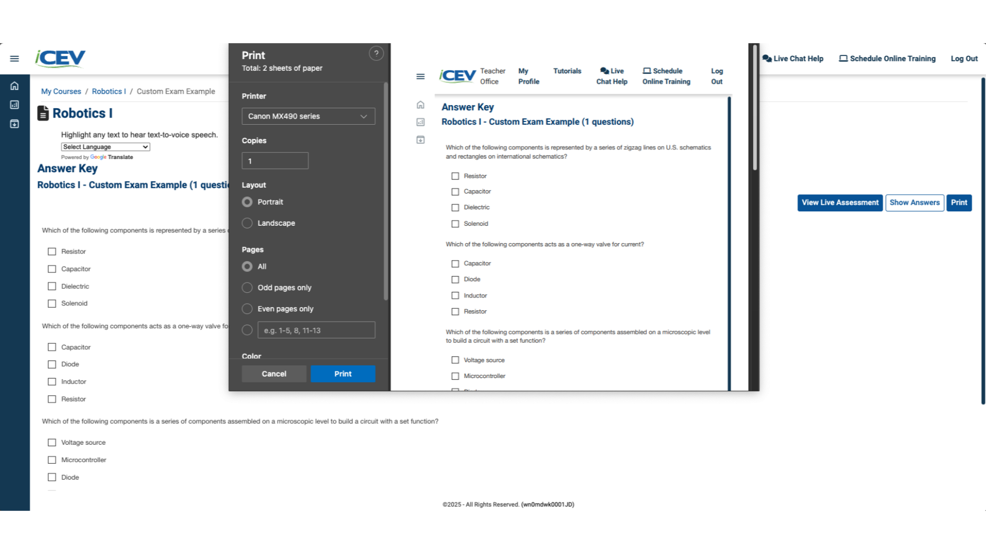 Hide Answers & Print