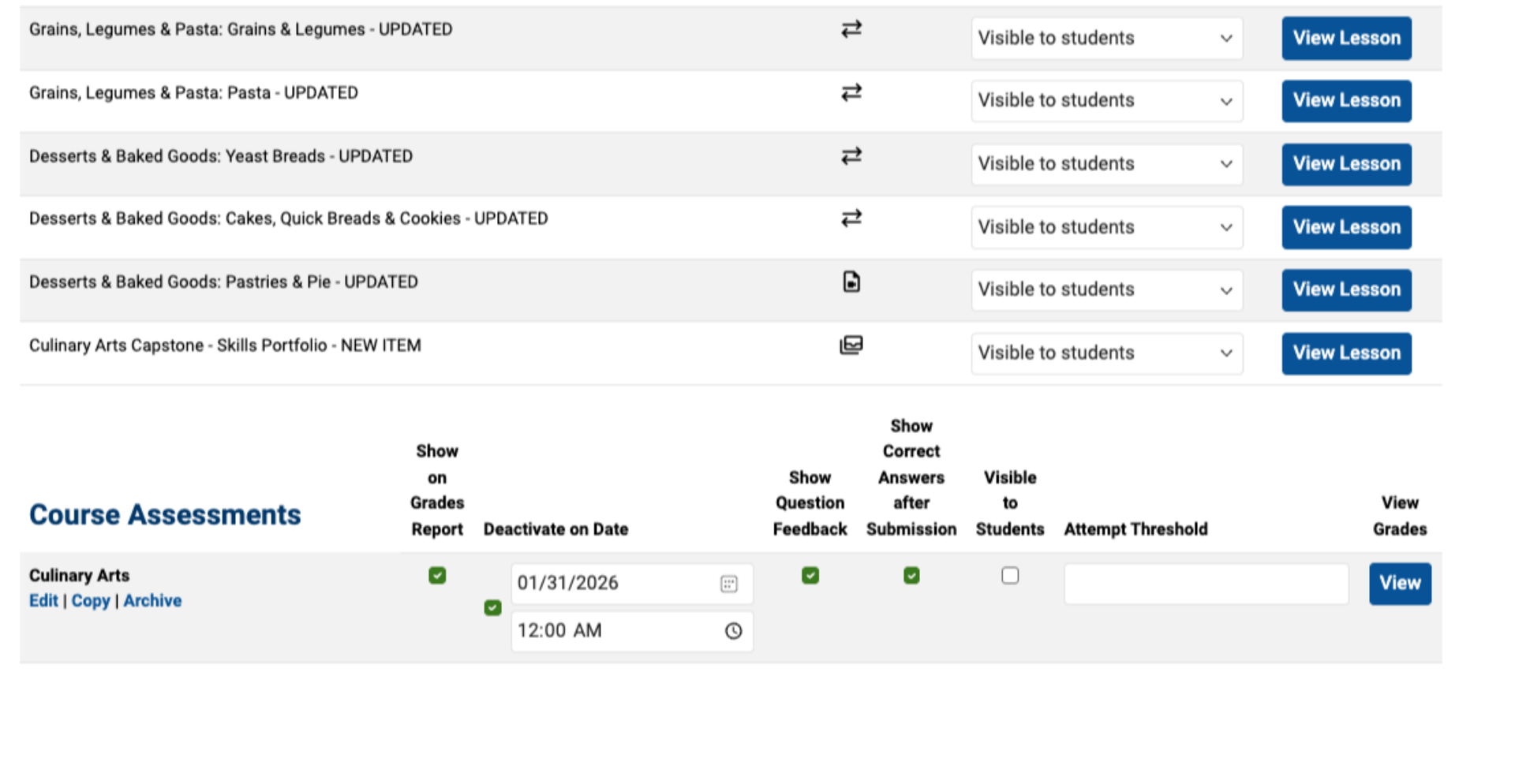 Verify the Archived Assessment