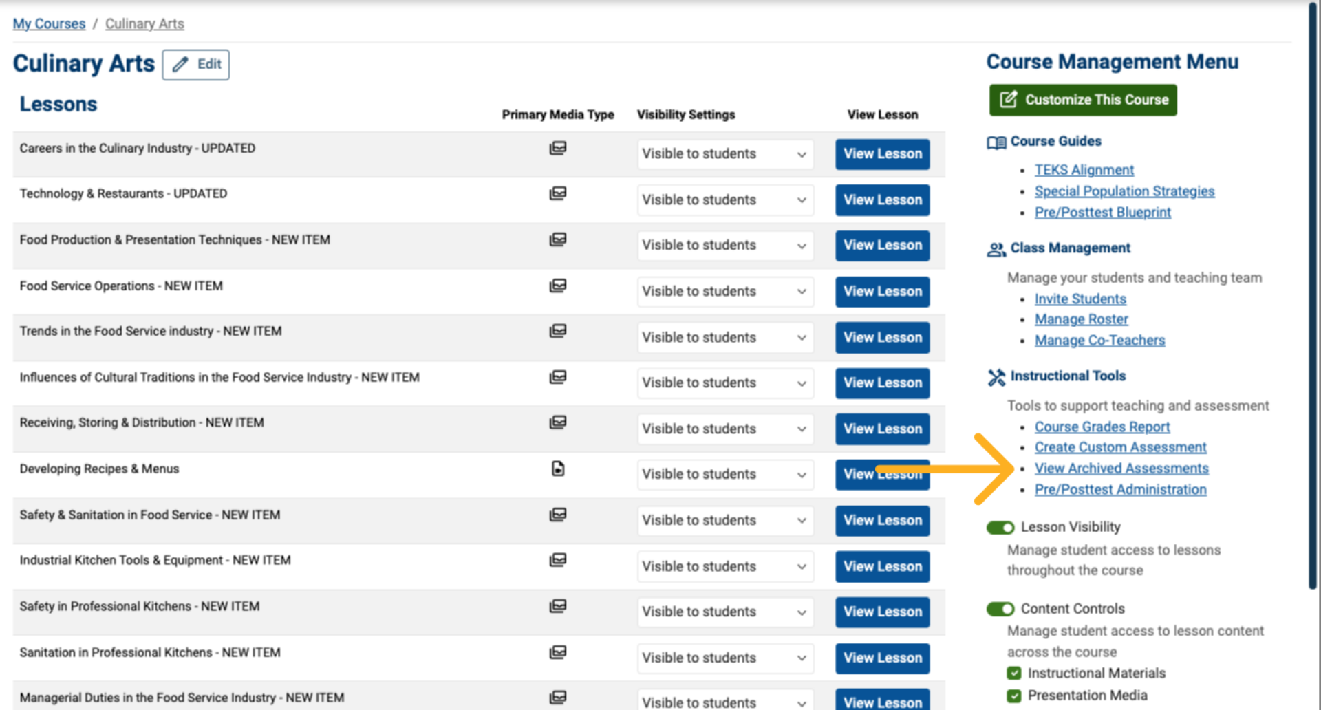 Locate Archived Assessments