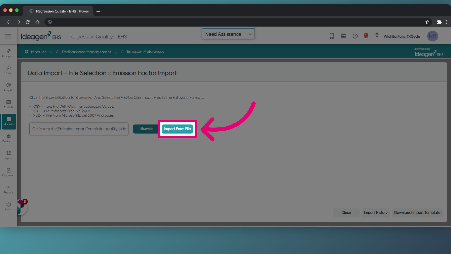 Click 'Import From File'