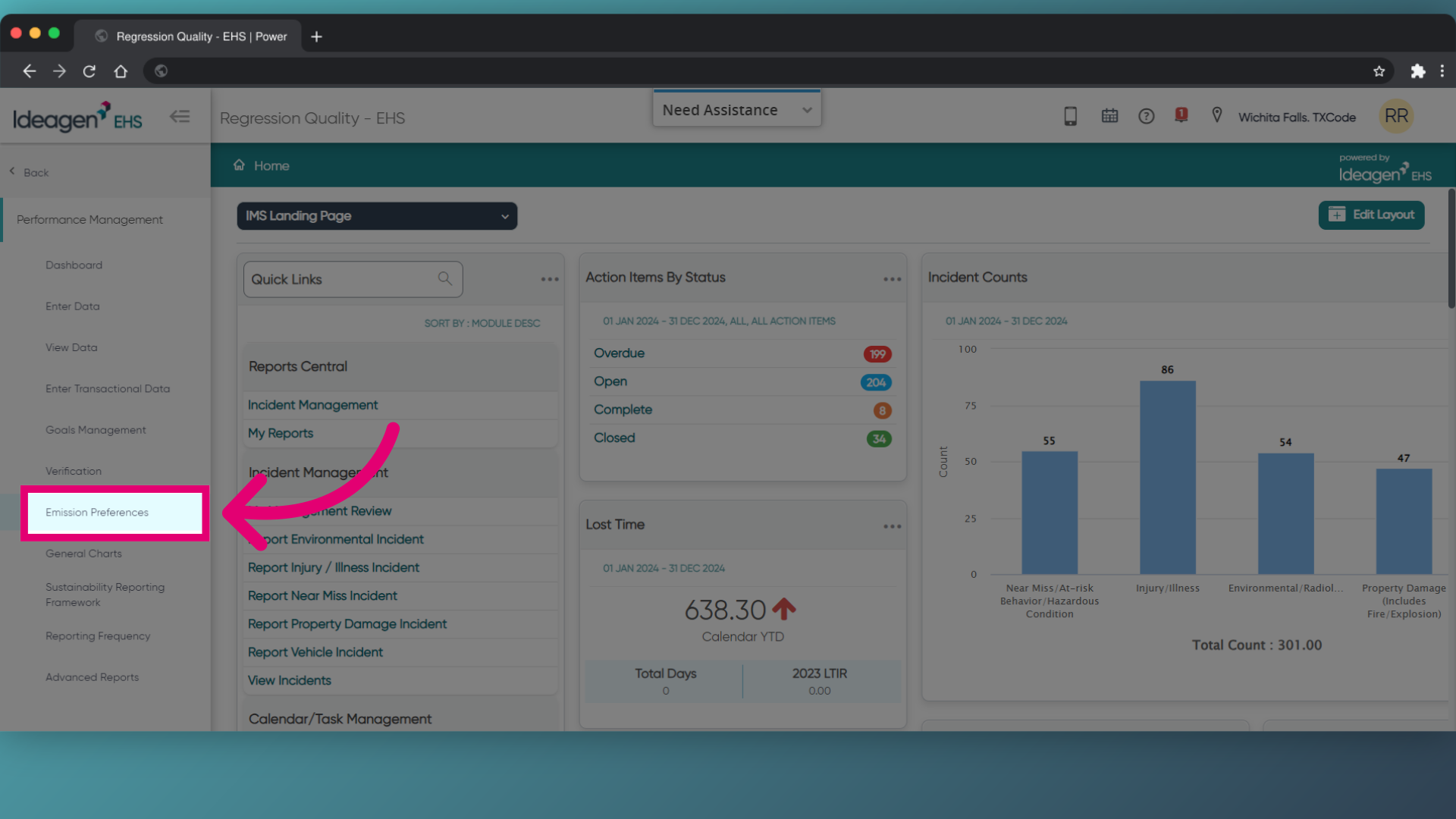 Choose Emission Preferences
