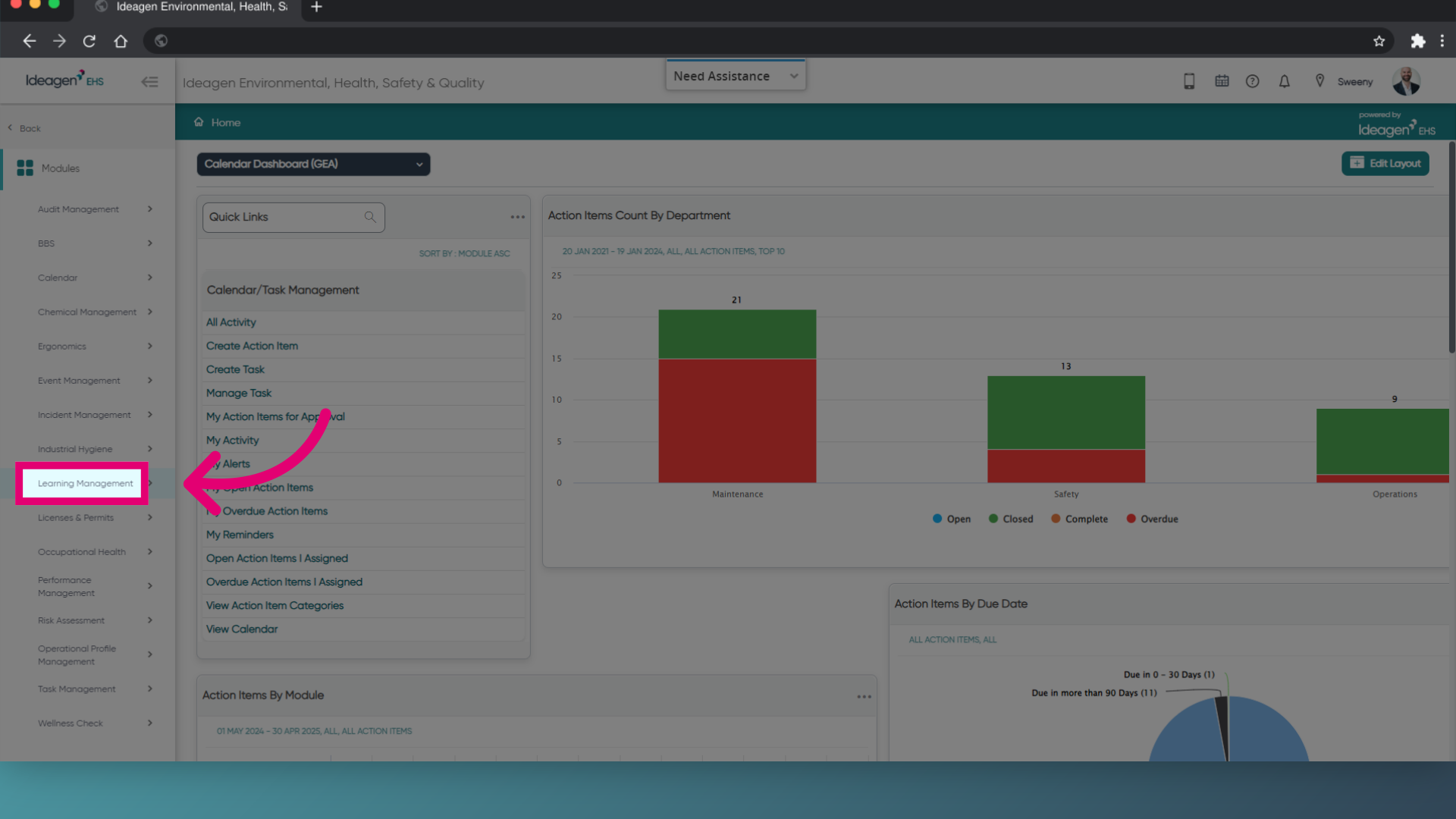 Click 'Learning Management'
