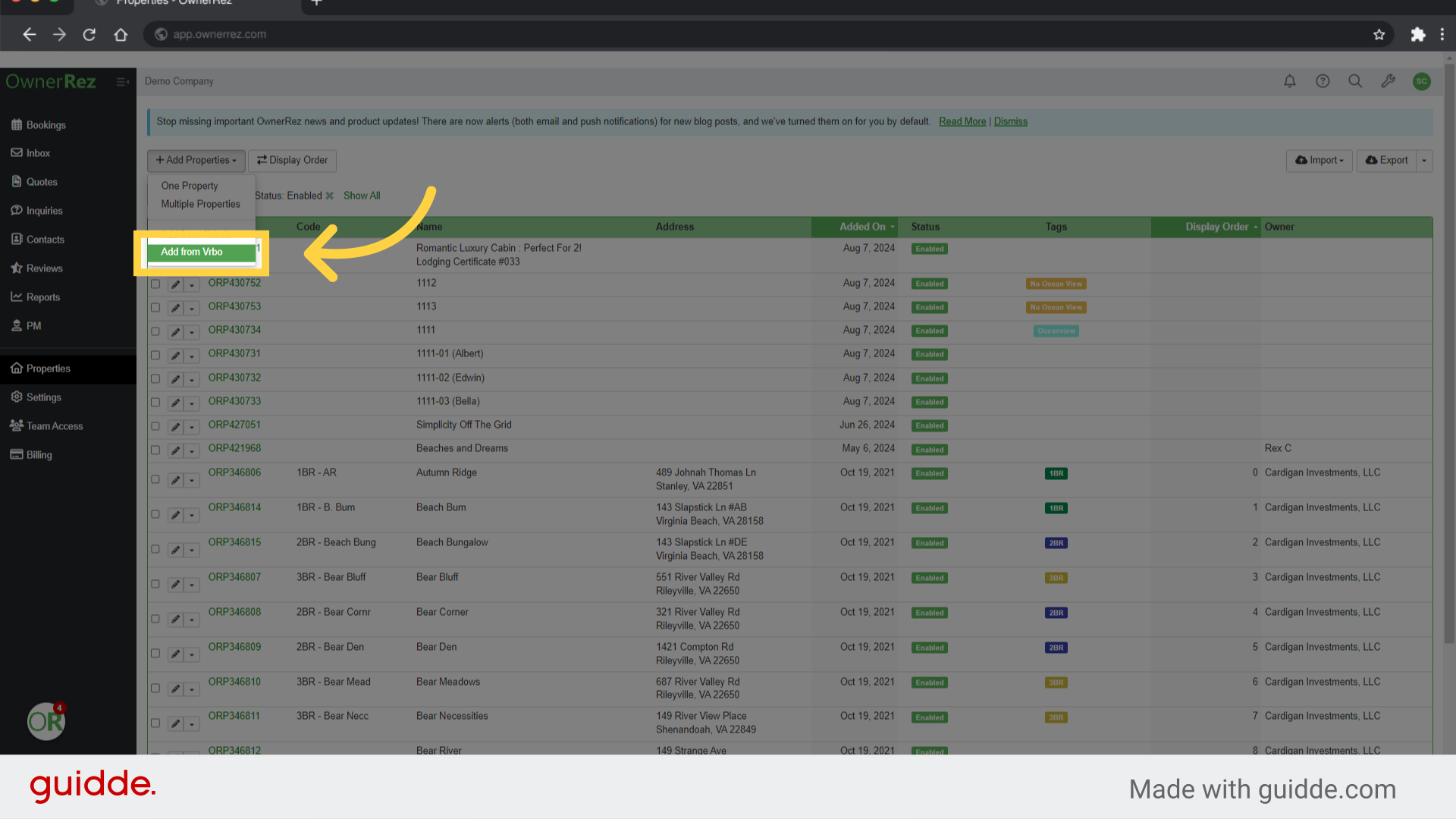 Click 'Add from Vrbo'