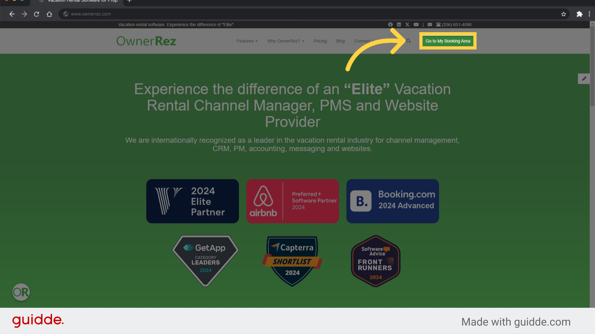 Click 'Go to My Booking Area'