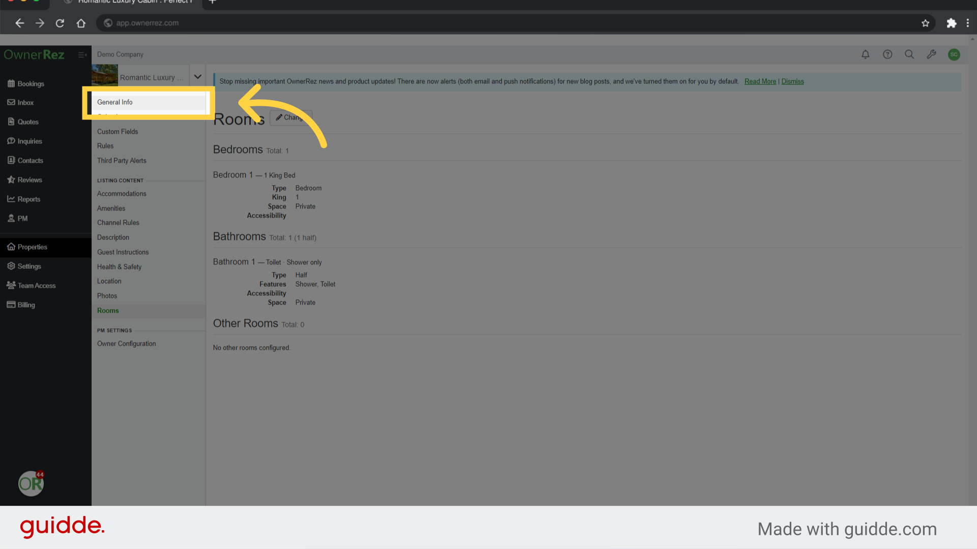 Click 'General Info'