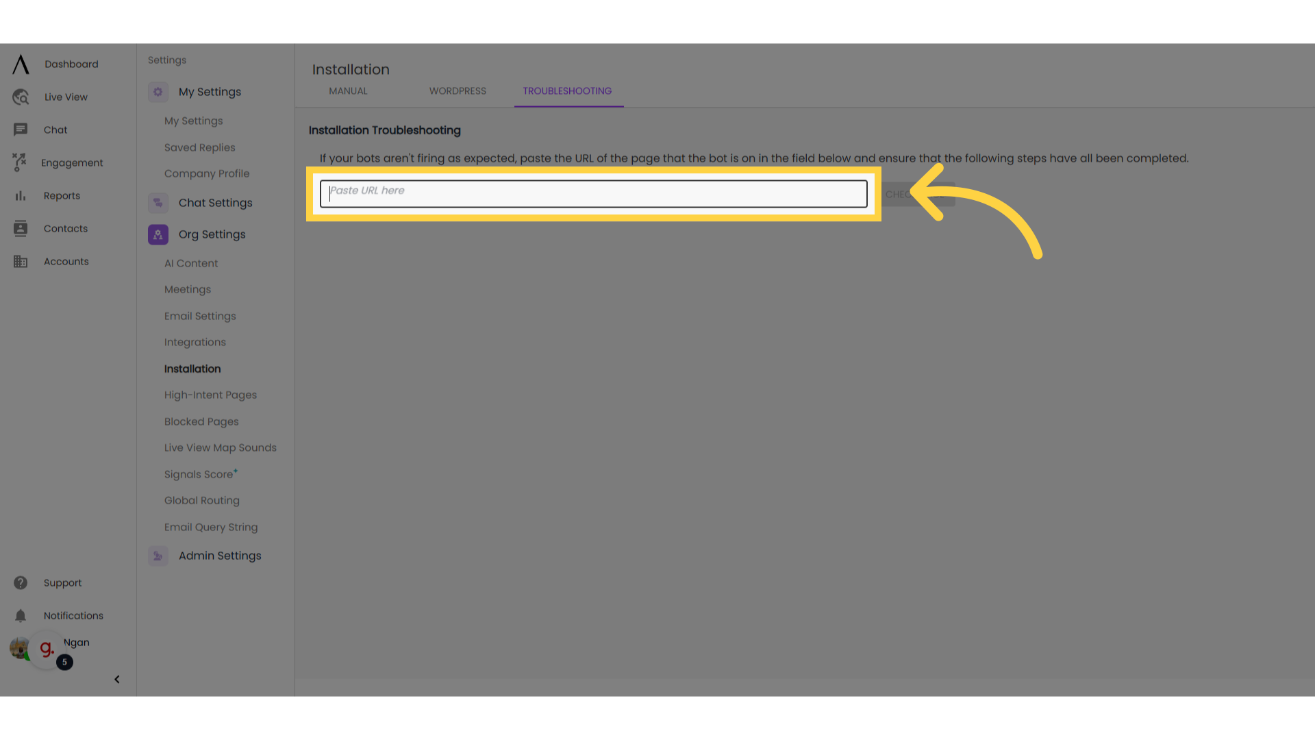 Type in your domain name