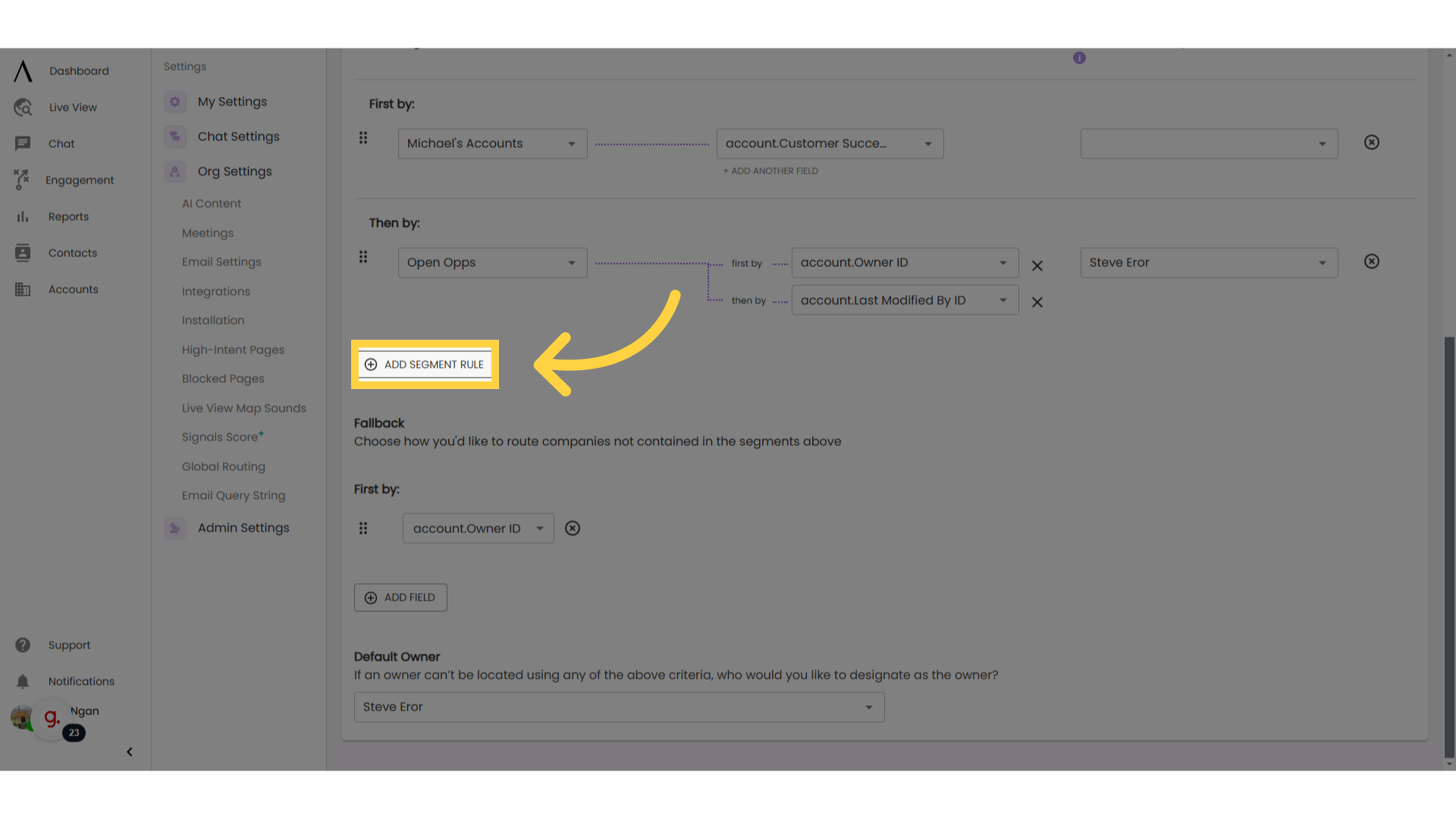 Click 'Add Segment Rule' 